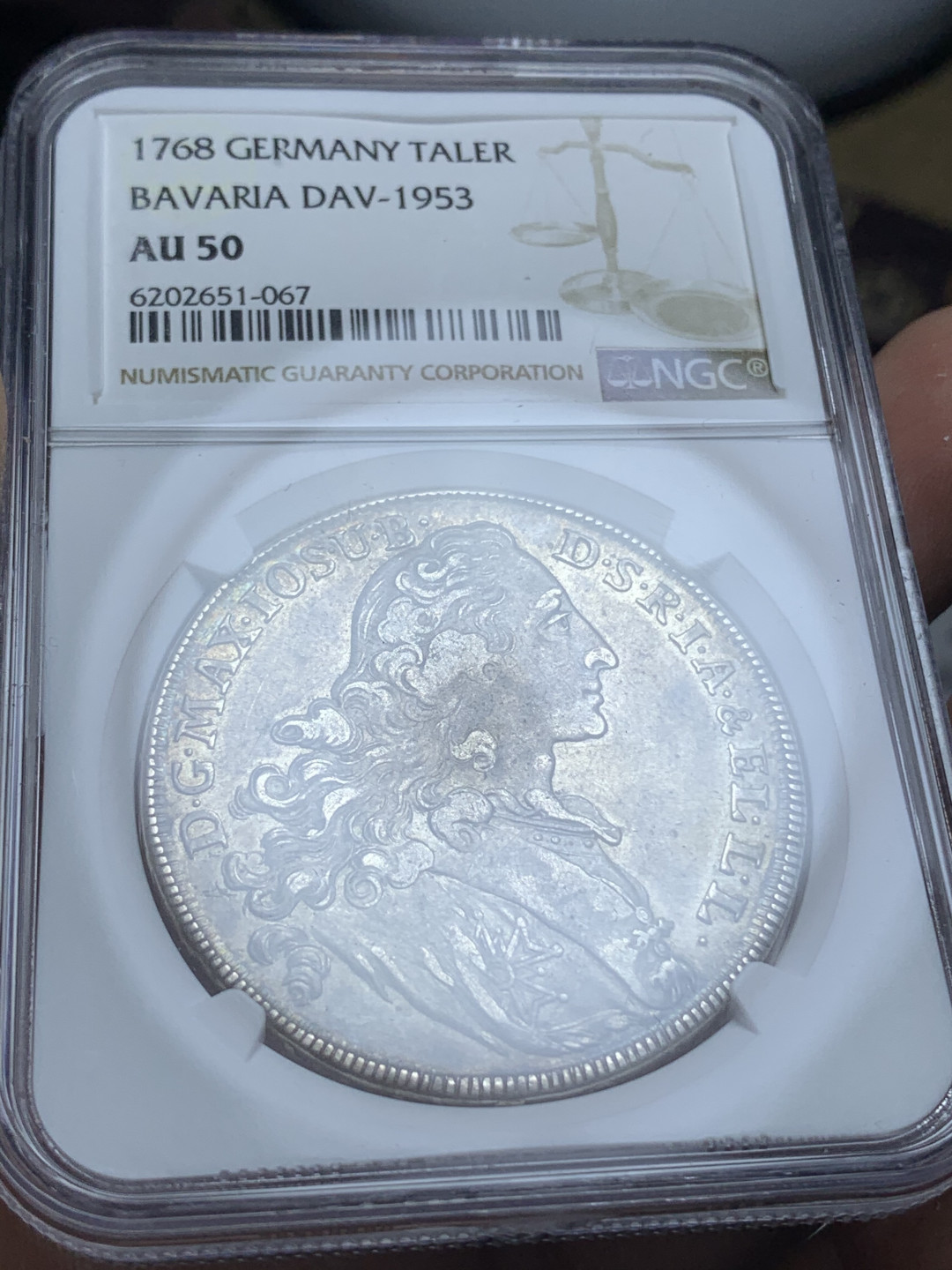 《竞宝斋》钱币微拍-第4场（0佣金包邮） NGC-AU50德国巴伐利亚1768年 圣母抱婴 原味老包浆泰勒 银币