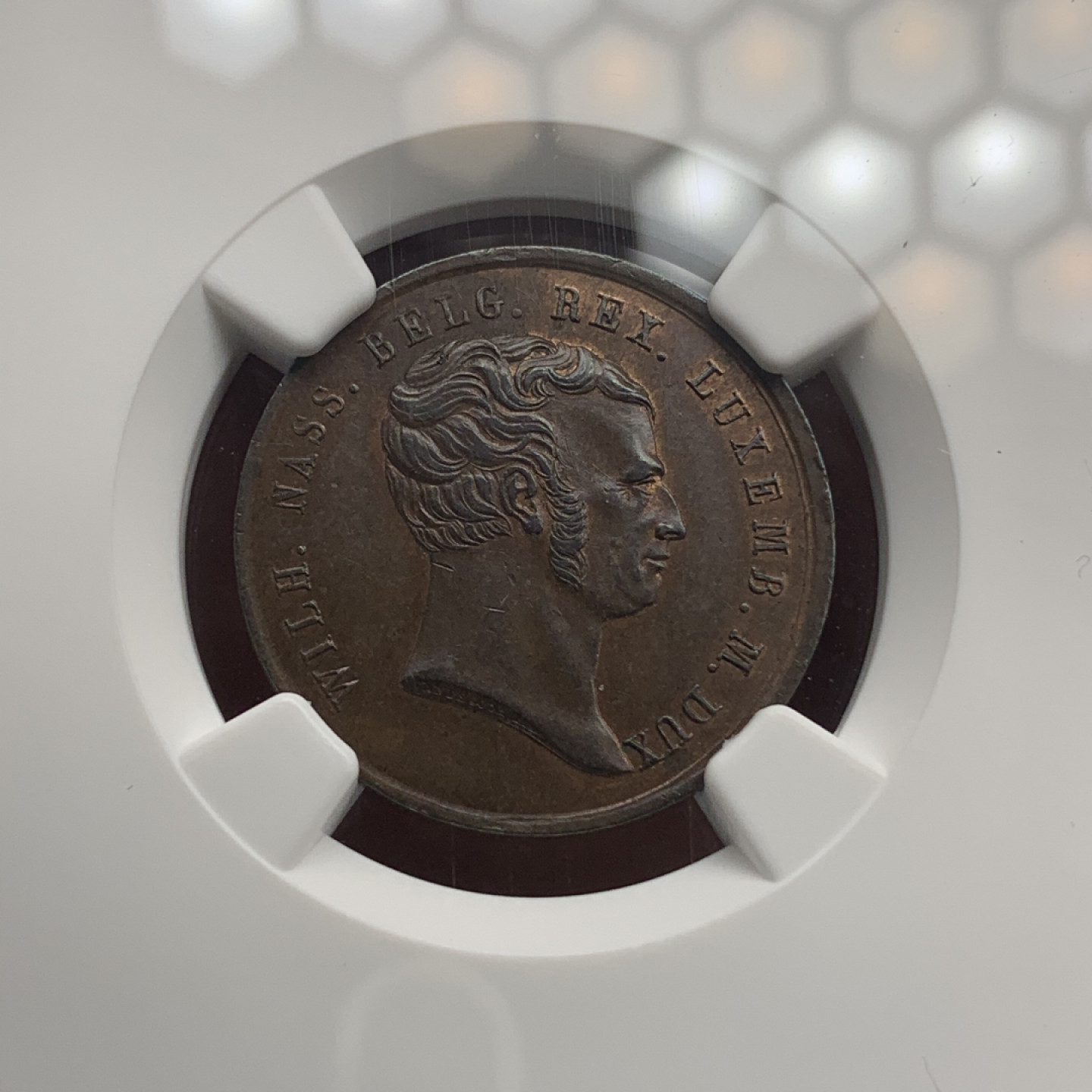 《竞宝斋》钱币微拍-第4场（0佣金包邮） NGC-MS62 卢森堡1815年 威廉一世宣誓铜章 稀少