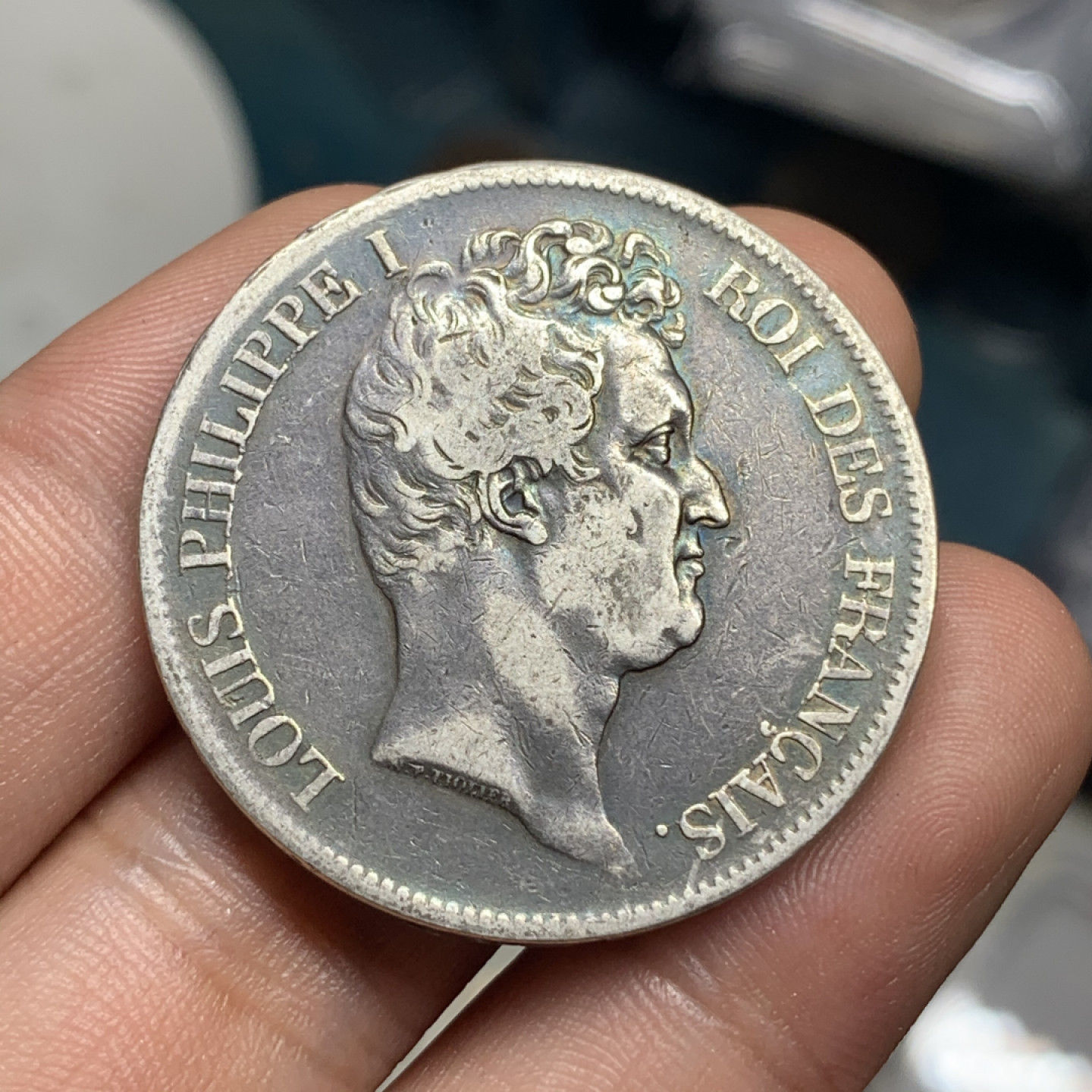 《竞宝斋》钱币微拍-第4场（0佣金包邮） 法国 黑包浆1831年-W 菲利普小头 5法郎 银币 银币重量：24.7 g 直径：37.4 mm