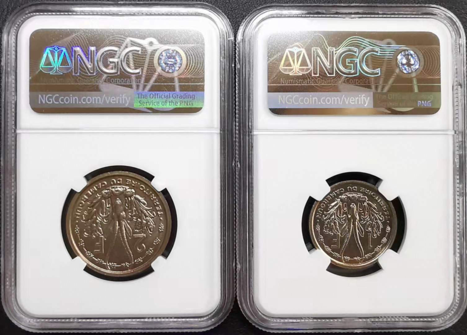 凡希社世界钱币微拍第一百七十期 1948喀麦隆样币两枚套NGC-MS65