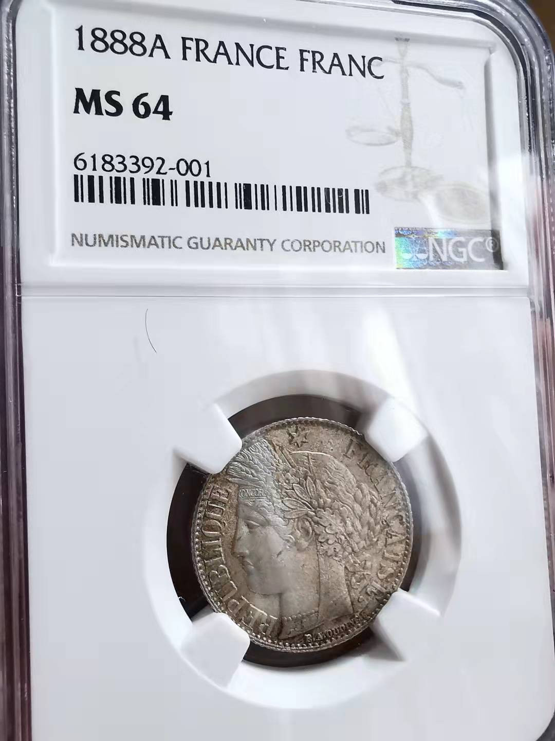 凡希社世界钱币微拍第一百七十期 1888A法国谷物女神法郎NGC-MS64