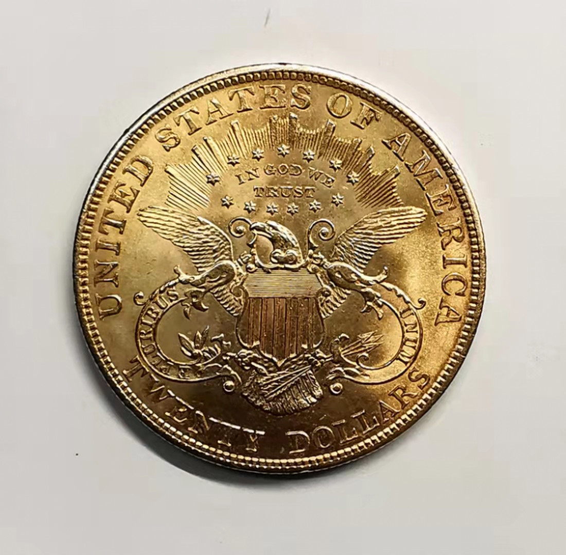 凡希社世界钱币微拍第一百七十期 荐！1904美国女神像20美元金币UNC品相完美33.44g 900金！