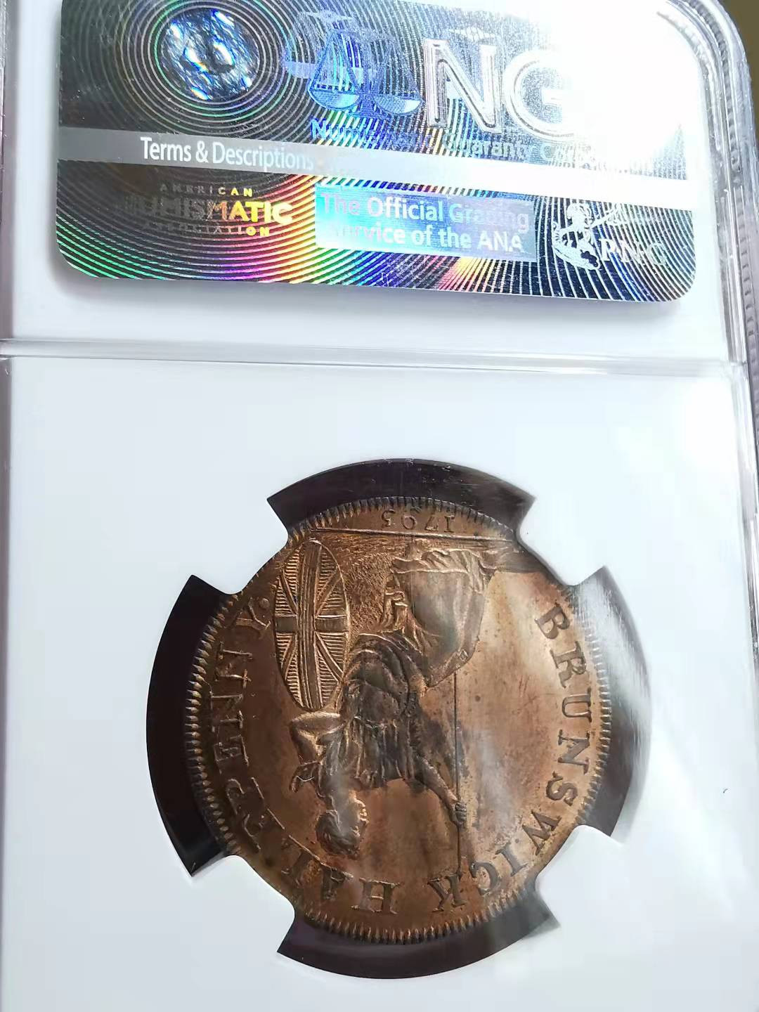 凡希社世界钱币微拍第一百七十期 1795英国米德尔赛克斯1/2便士代用币 NGC-MS63