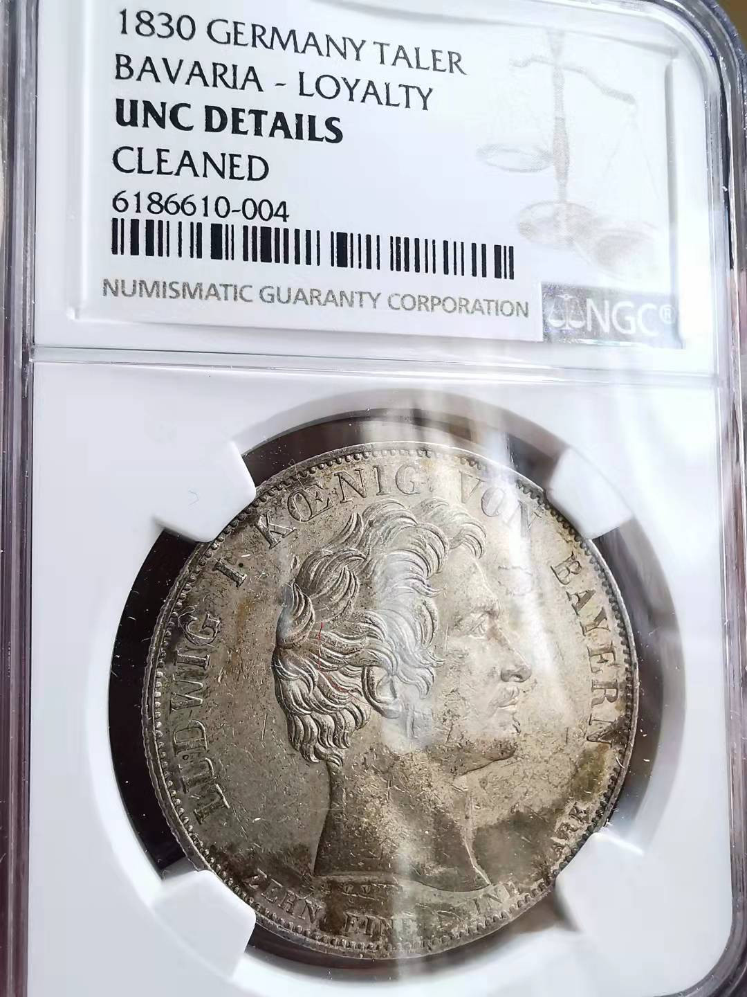 凡希社世界钱币微拍第一百七十期 1830巴伐利亚忠诚泰勒NGC-UNCD