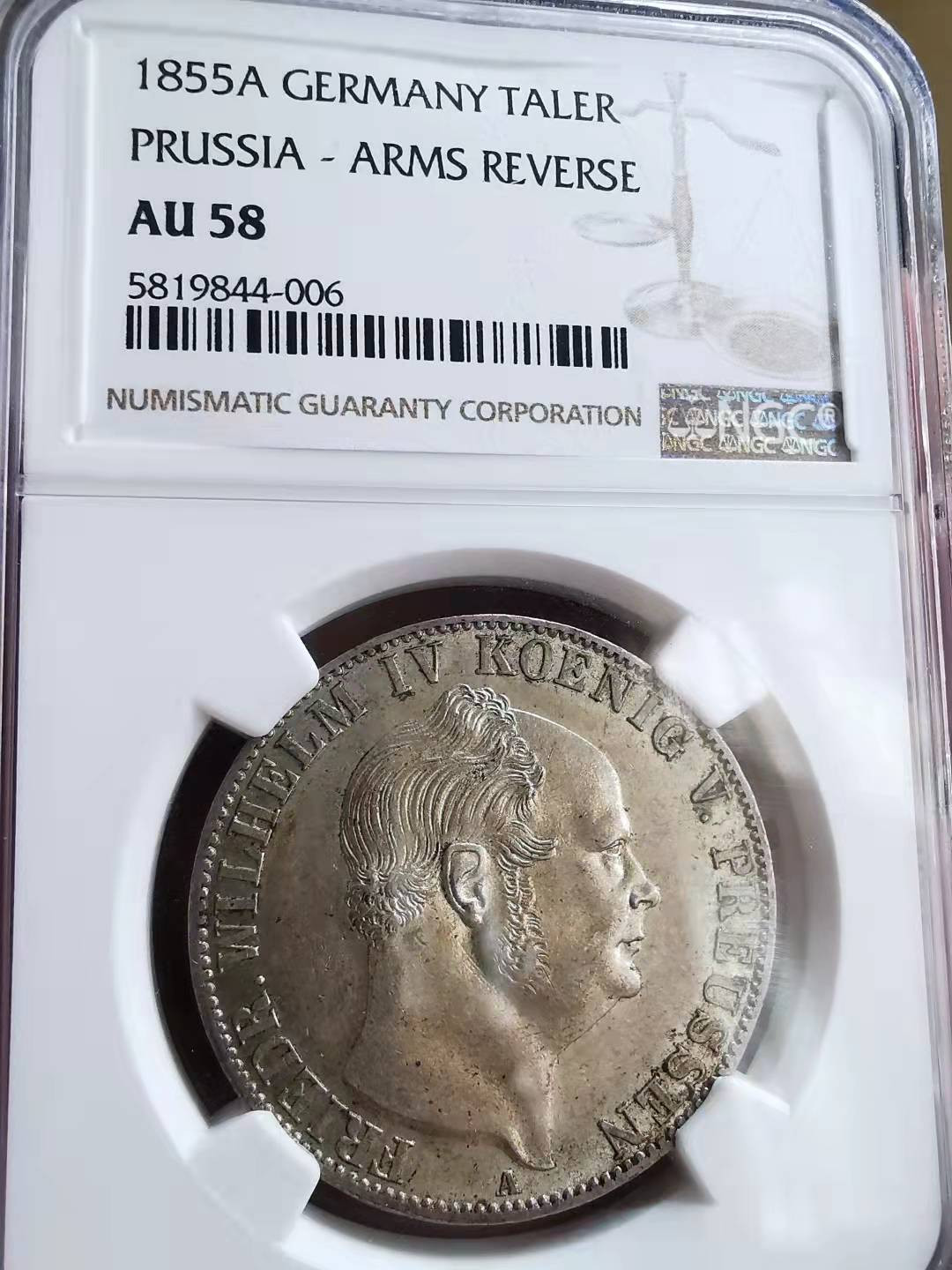 凡希社世界钱币微拍第一百七十期 1855普鲁士泰勒NGC-AU58