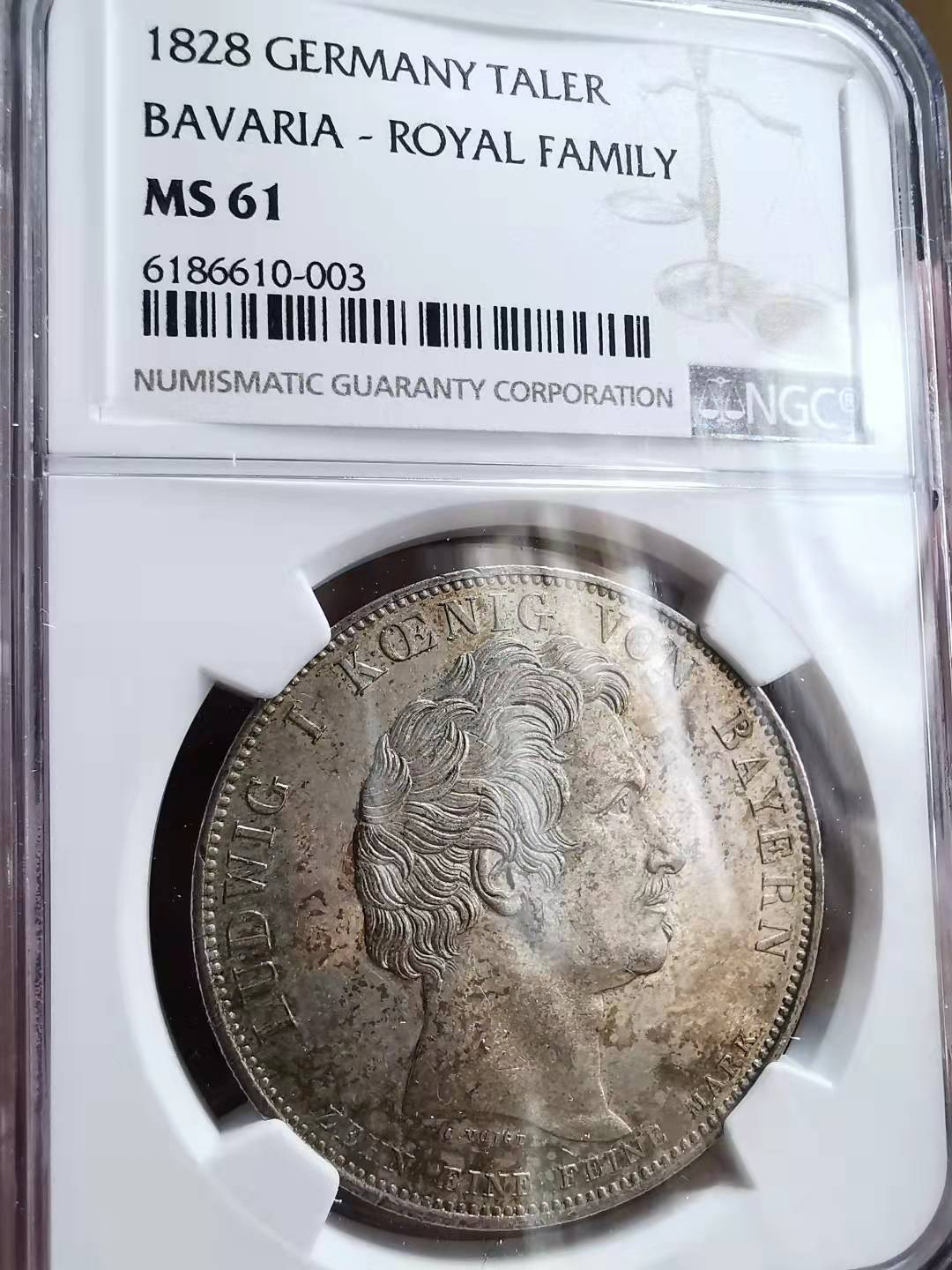 凡希社世界钱币微拍第一百七十期 荐！1830巴伐利亚王室泰勒NGC-MS61