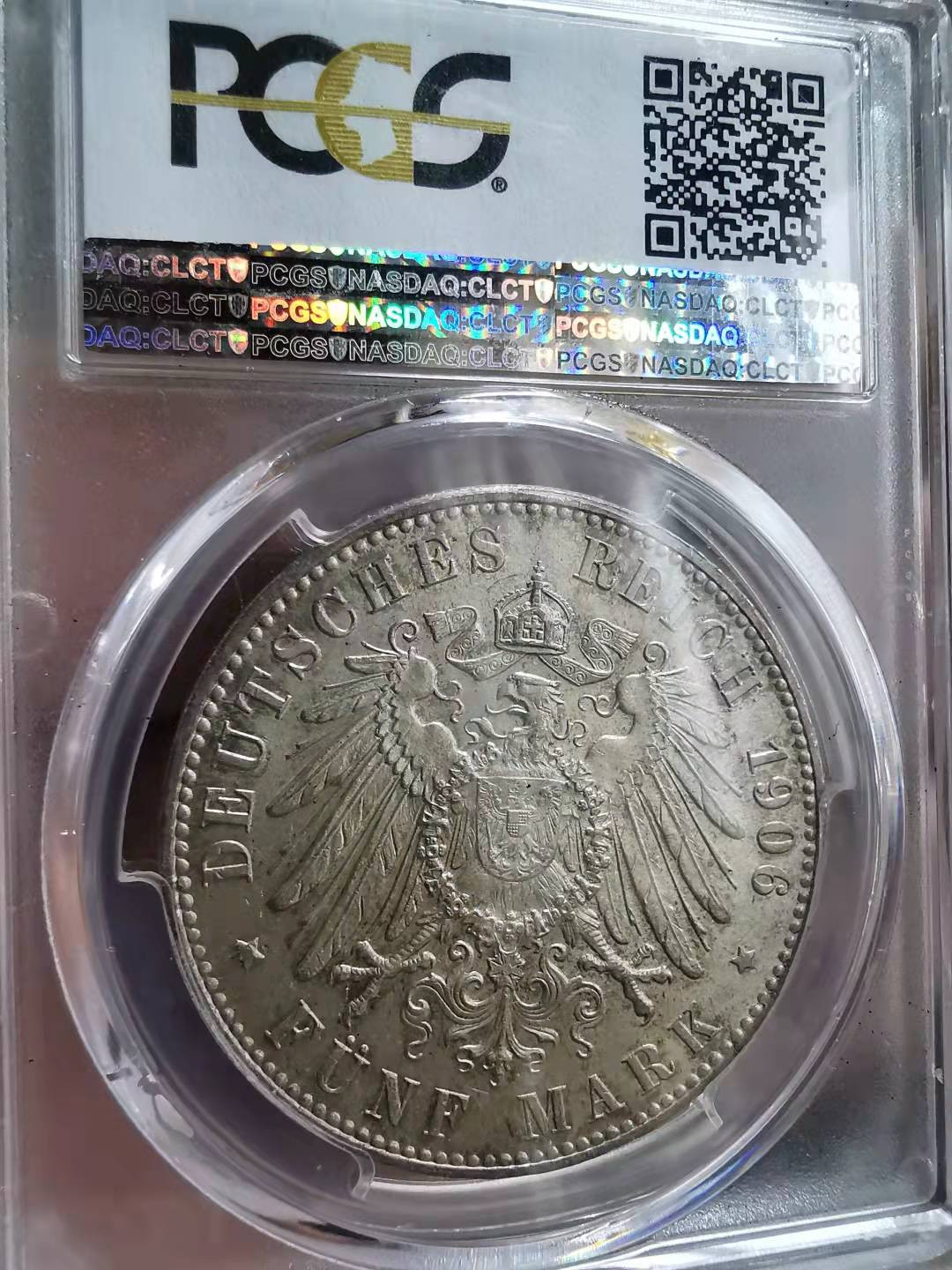 凡希社世界钱币微拍第一百七十期 荐！1906J不来梅5马克大银PCGS-MS66淡灰彩顶级品！