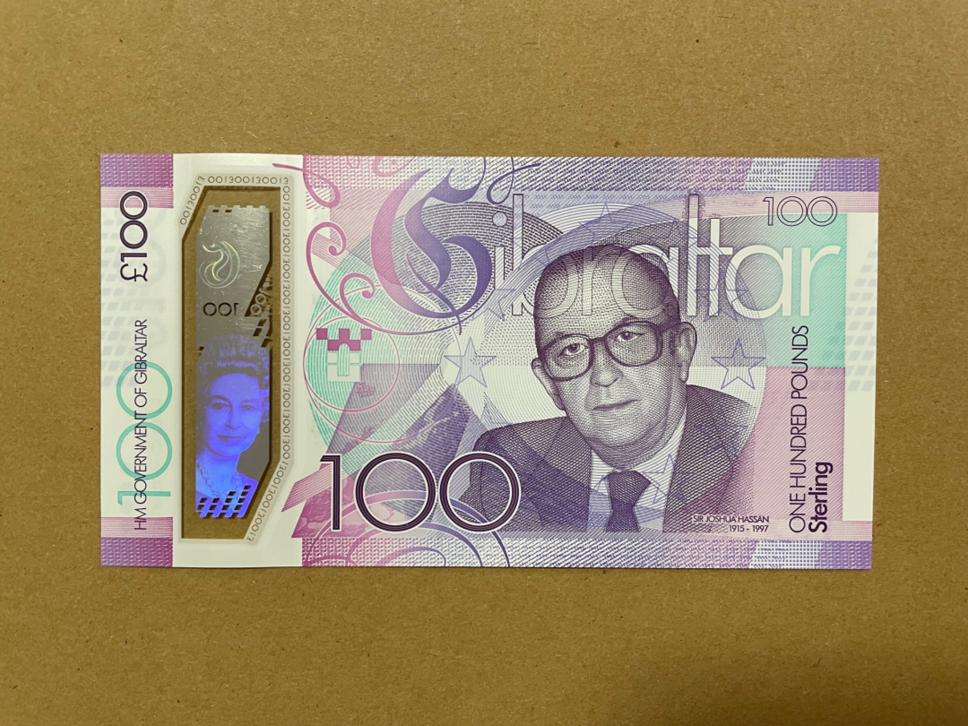《张总收藏》36期—欧洲精品 直布罗陀100镑 UNC 2015年 纪念直布罗陀首任首席部长乔舒亚·哈山诞辰100周年塑料钞 无47