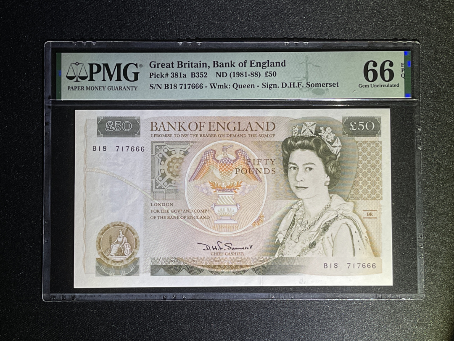 《张总收藏》36期—欧洲精品 英格兰50镑 PMG66E D序列 P-381a 666首签豹子号