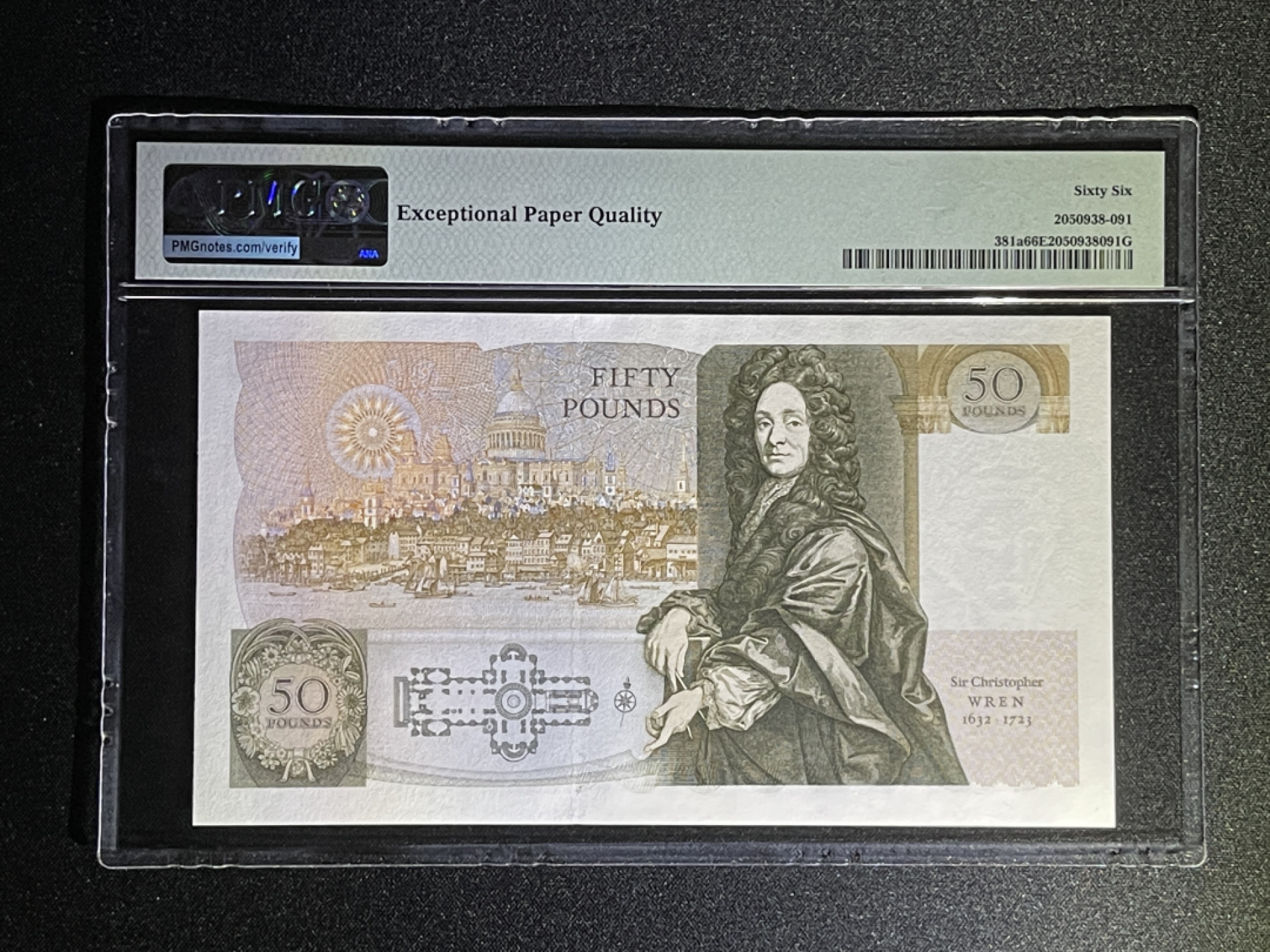 《张总收藏》36期—欧洲精品 英格兰50镑 PMG66E D序列 P-381a 666首签豹子号