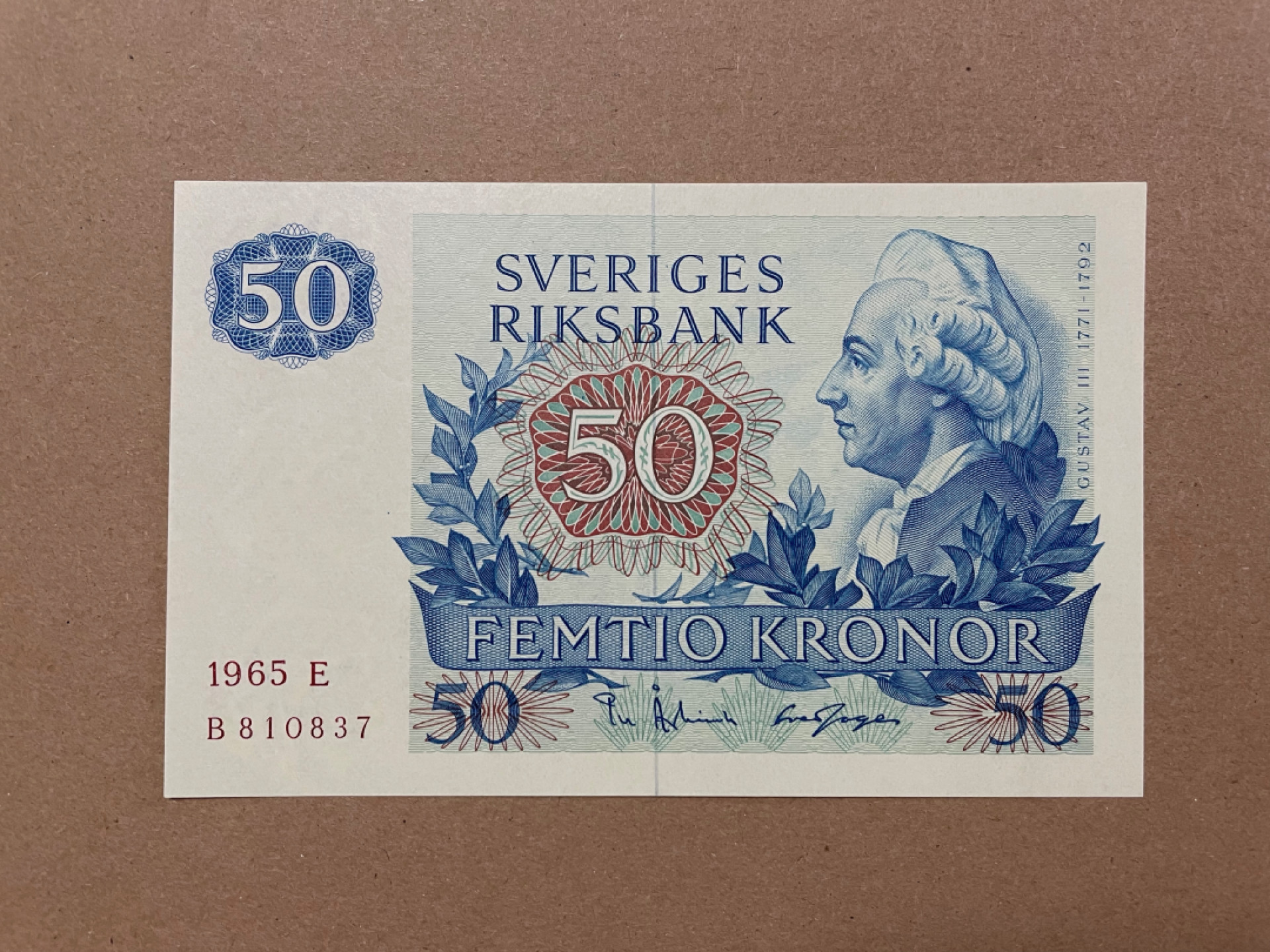《张总收藏》36期—欧洲精品 瑞典50克朗 UNC 1965年 