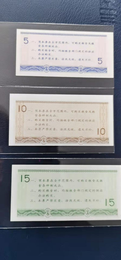 精品票证拍场 沙市市地方粮票，湖北省沙市地方粮票一套三张，1989年发行，全新品相