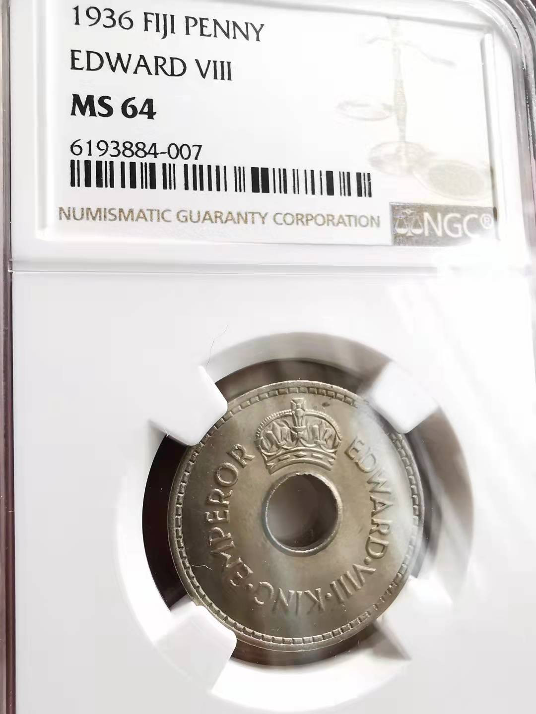 凡希社世界钱币微拍副品交流自动拍专场三 1936斐济爱德华八世便士NGC-MS64