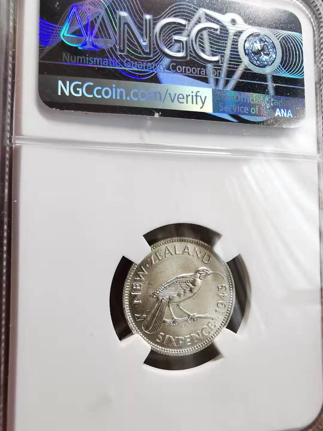 凡希社世界钱币微拍副品交流自动拍专场三 1943新西兰乔六6便士银币NGC-MS64