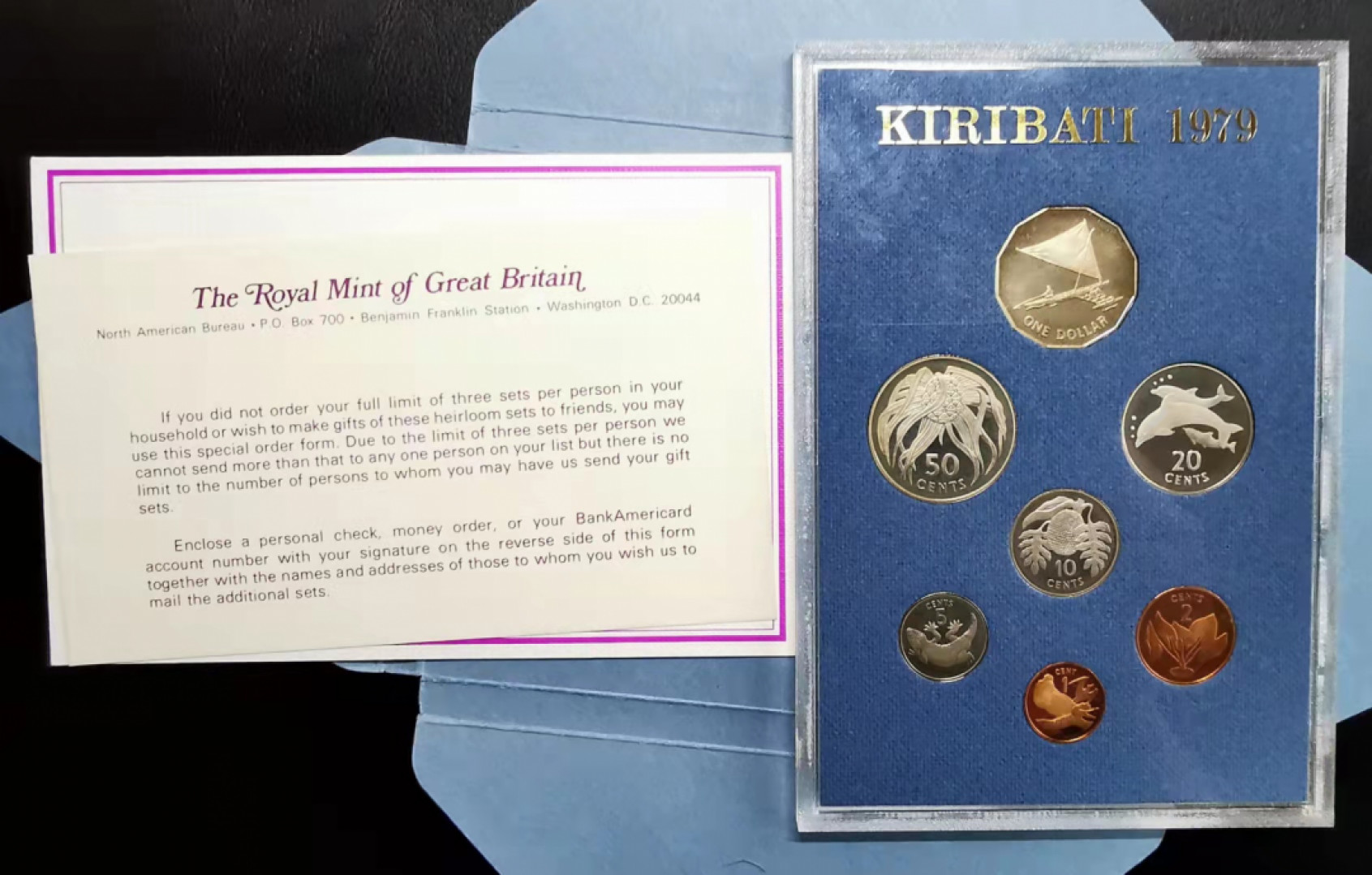 凡希社世界钱币微拍副品交流自动拍专场三 荐！1979基里巴斯精铸PS原包装！