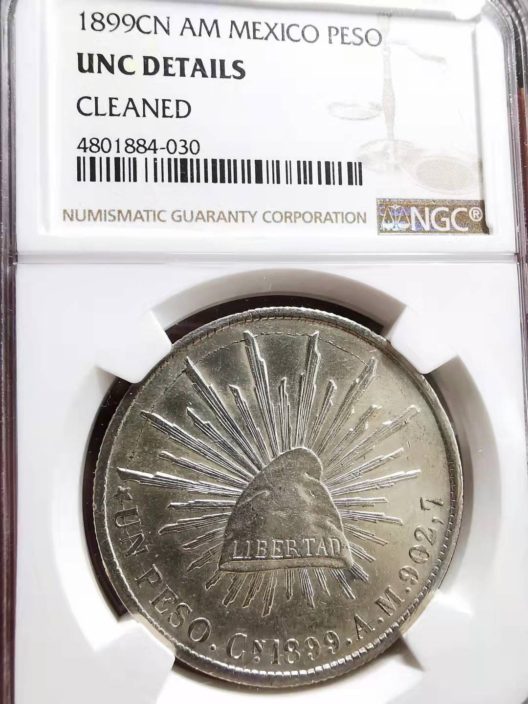 凡希社世界钱币微拍副品交流自动拍专场三 1899墨西哥直边鹰洋NGC-UNCD