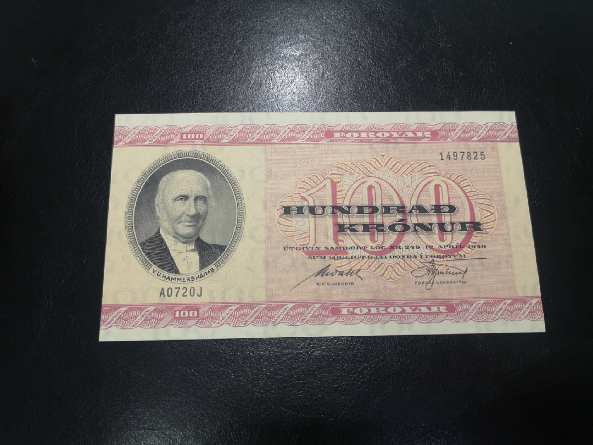 《外钞收藏家》第一百二十八期拍卖 1949年丹麦100克朗  A冠  全新UNC