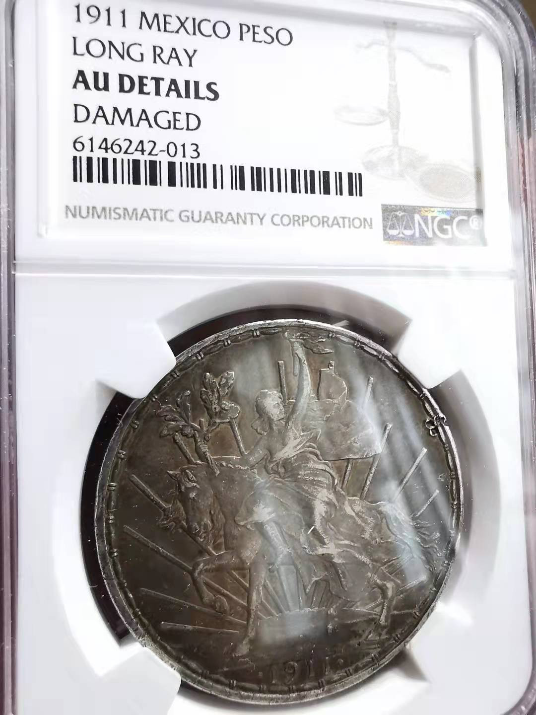 凡希社世界钱币微拍副品交流自动拍专场三 1911墨西哥骑马比索NGC-AUD