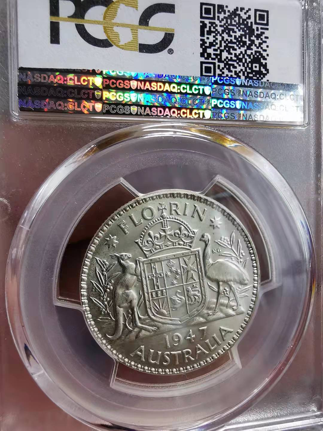 凡希社世界钱币微拍副品交流自动拍专场三 1947澳大利亚乔六佛罗林银币PCGS-MS64