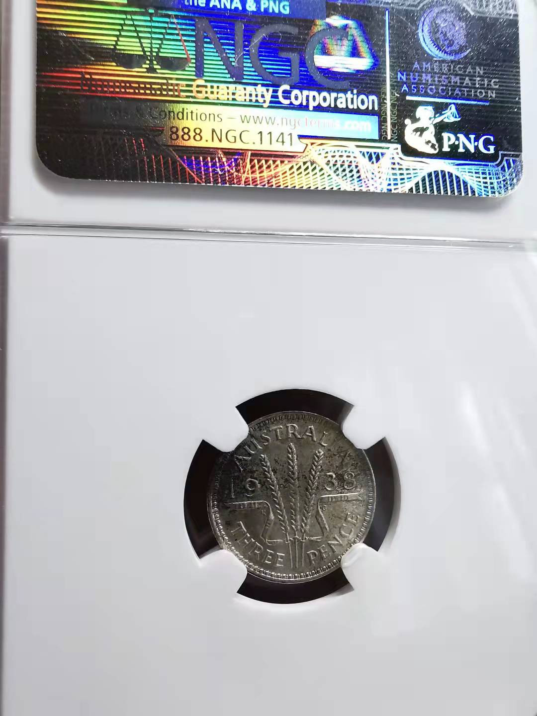 凡希社世界钱币微拍副品交流自动拍专场三 1938澳大利亚3便士银NGC-MS65高分！
