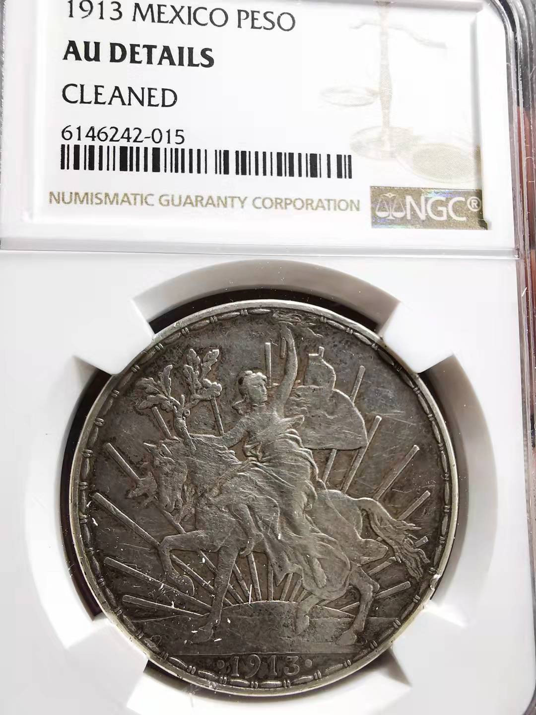 凡希社世界钱币微拍副品交流自动拍专场三 1913墨西哥骑马比索NGC-AUD