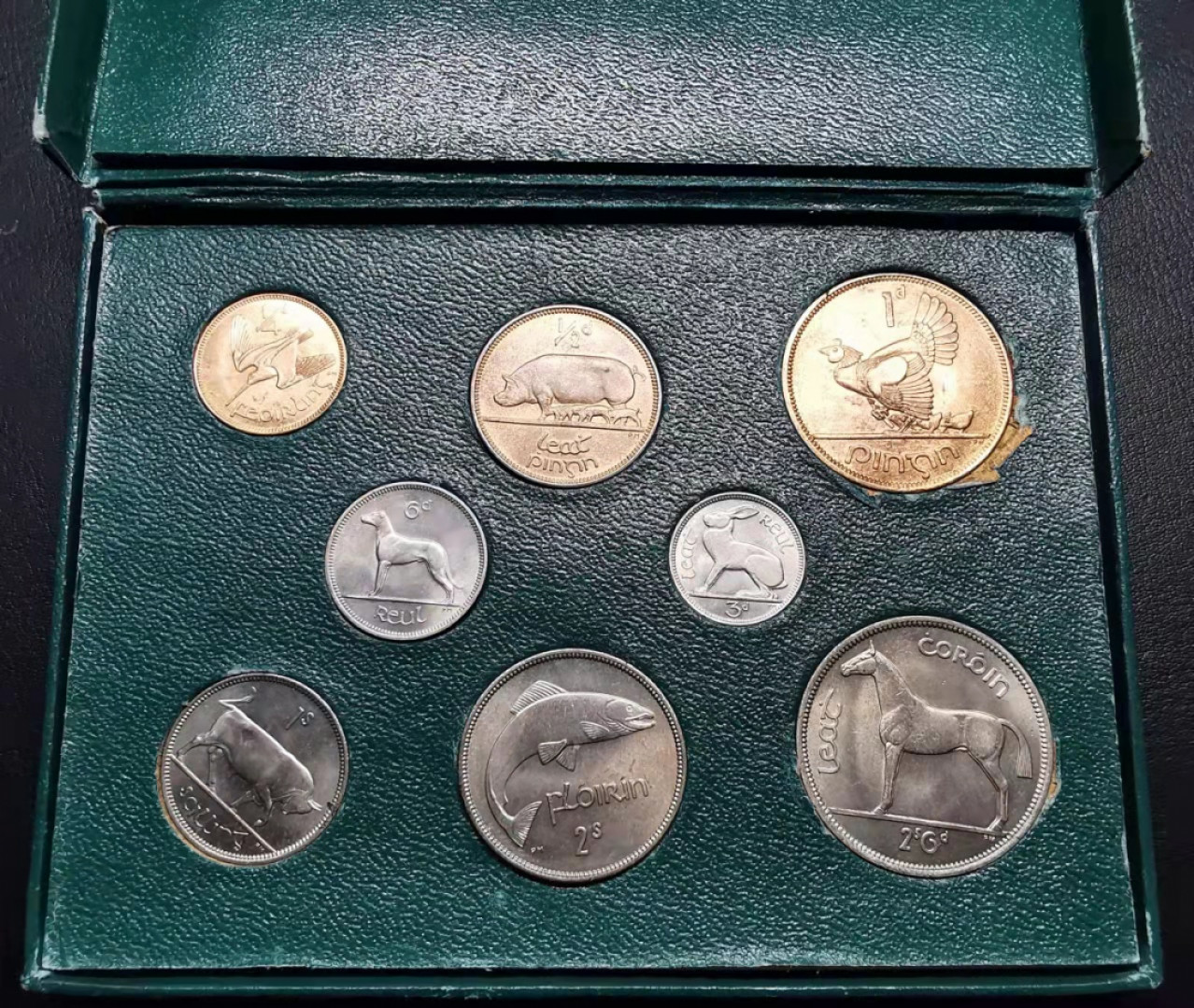 凡希社世界钱币微拍副品交流自动拍专场三 1952/55爱尔兰动物流通八枚套UNC带盒