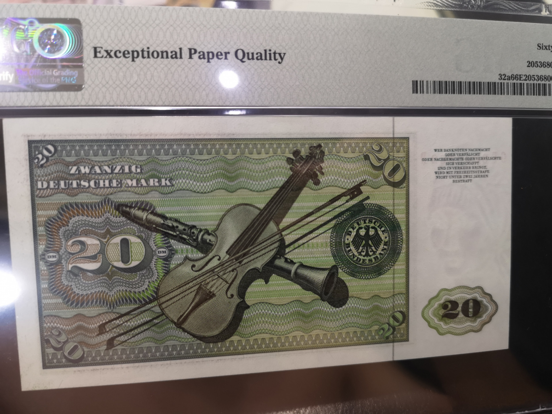 《外钞收藏家》第一百二十八期拍卖 1970年西德20马克 PMG66
