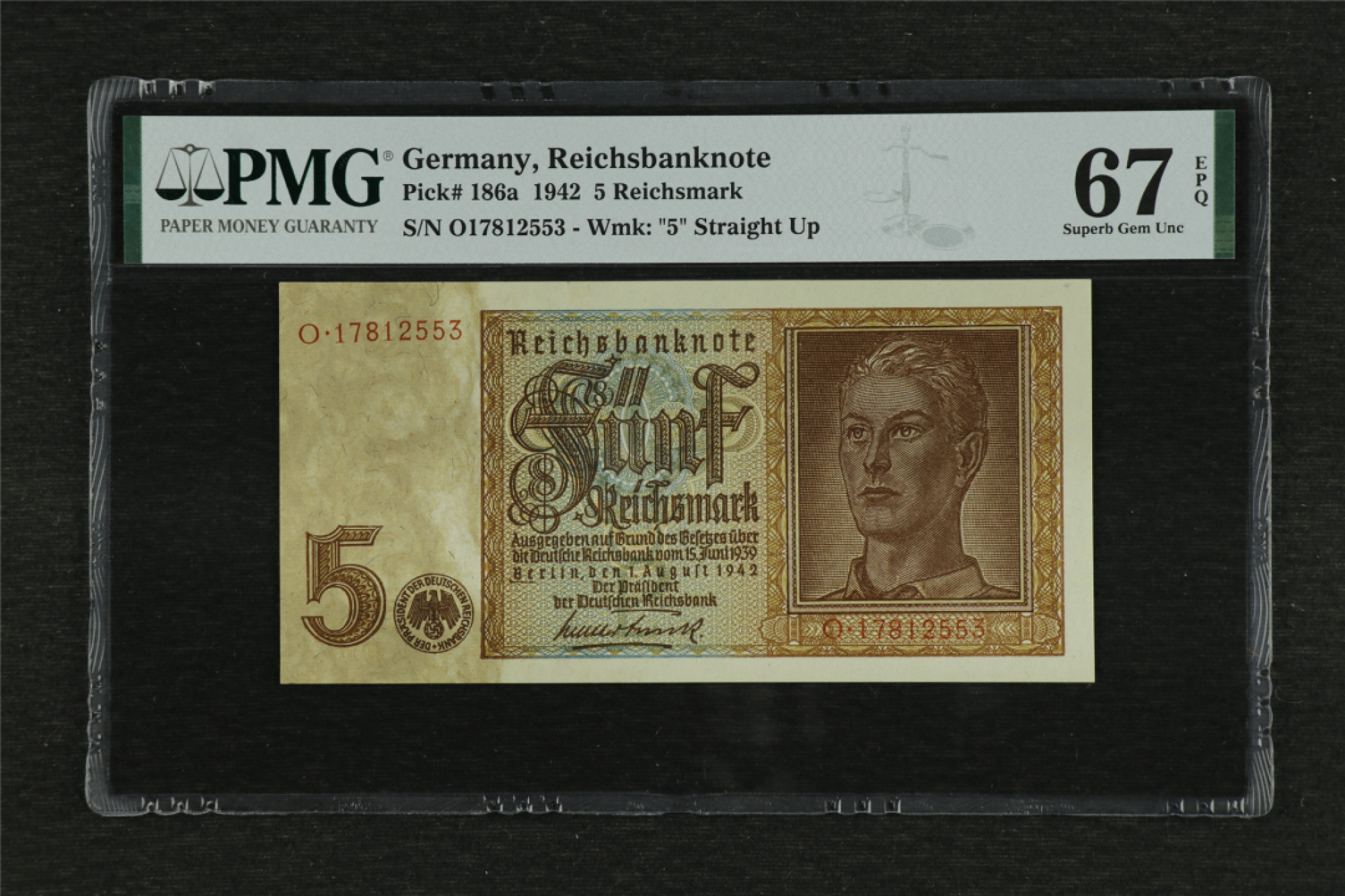 亘邦收藏 第85期（共86项） 1942年 德国5马克 PMG 67EPQ 17812553