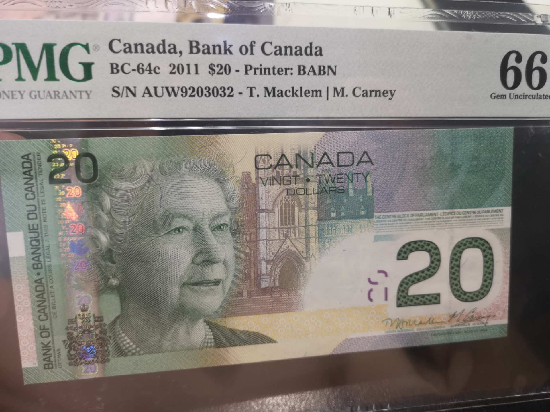 《外钞收藏家》第一百二十八期拍卖 2011年加拿大旅版 20加元 PMG66