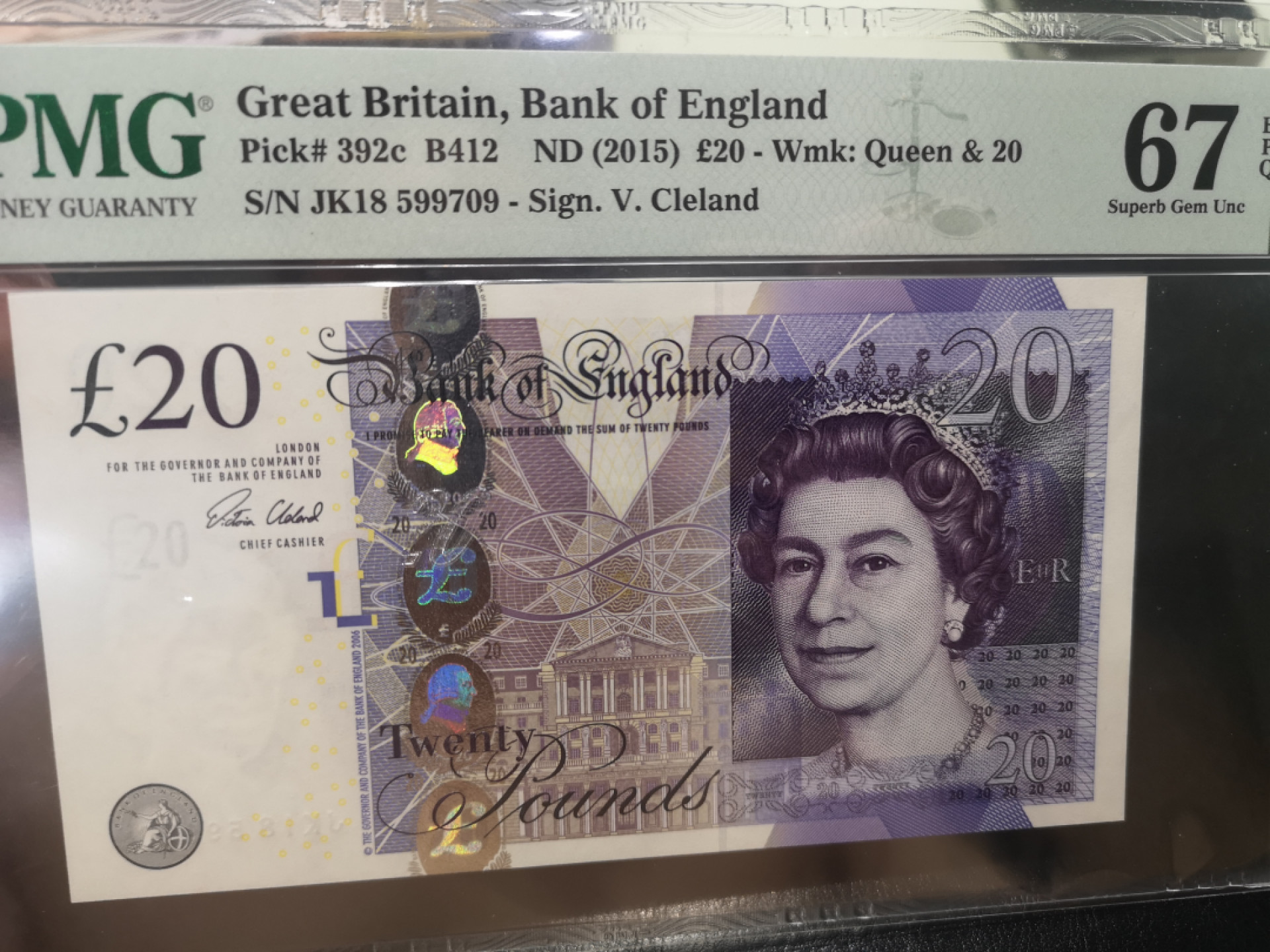 《外钞收藏家》第一百二十八期拍卖 2015英国 F序列 20镑  PMG67