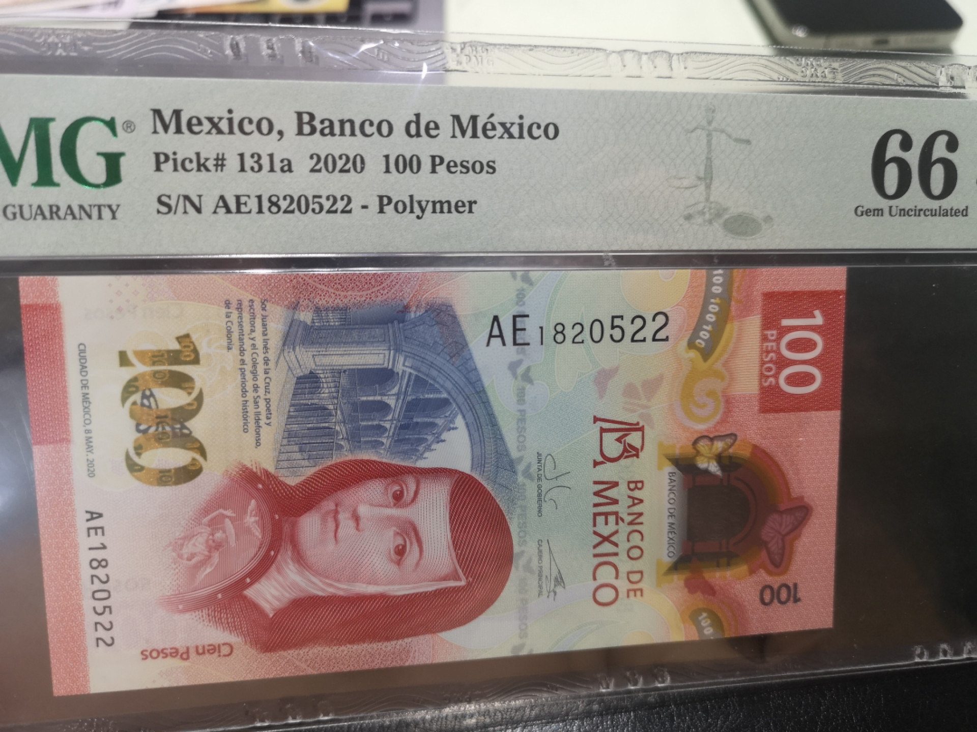 《外钞收藏家》第一百二十八期拍卖 2020年墨西哥100比索 PMG66 无47