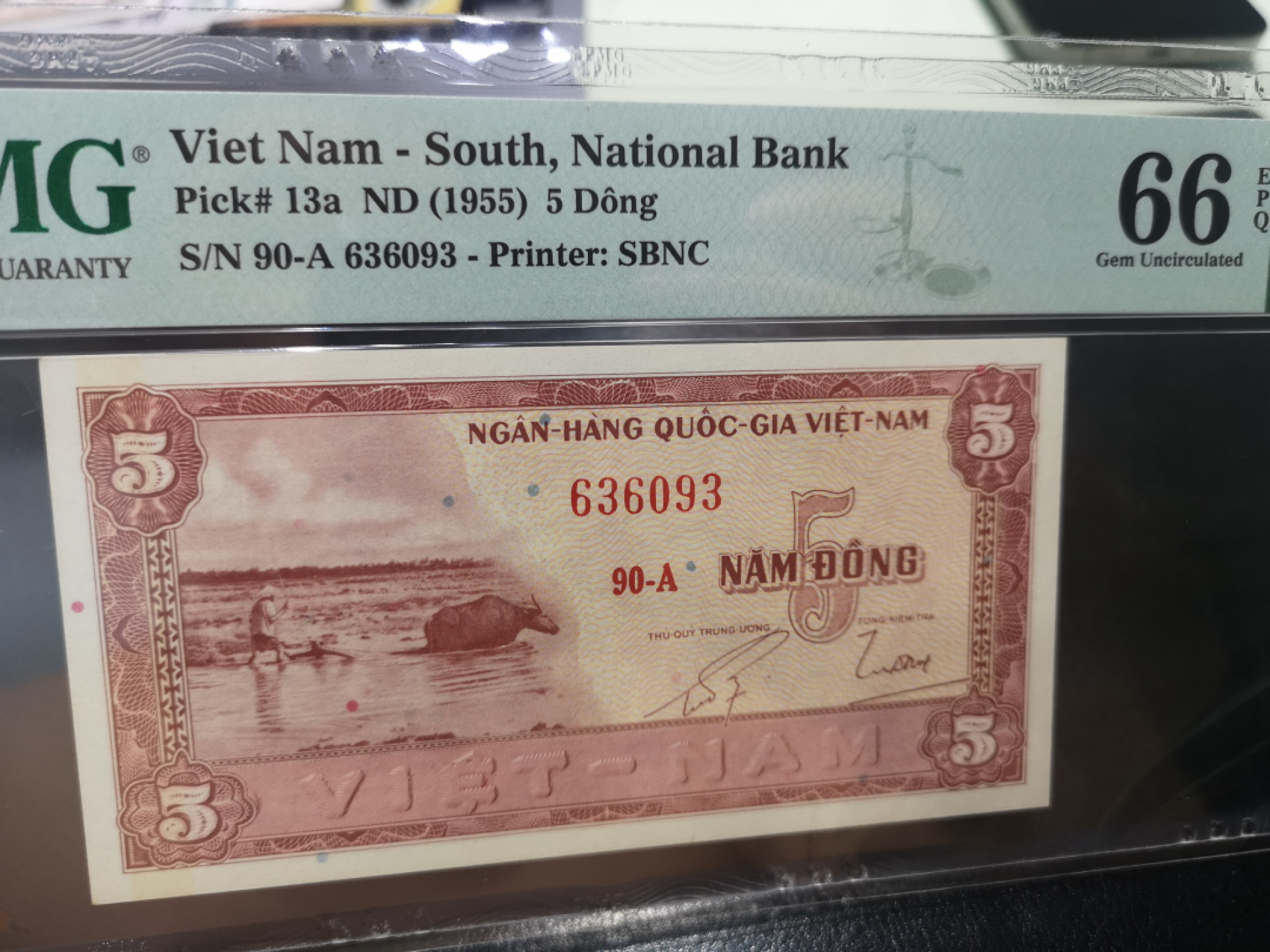 《外钞收藏家》第一百二十八期拍卖 1955年越南5 PMG66