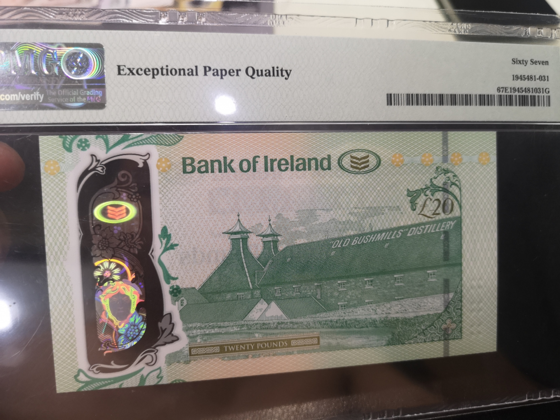 《外钞收藏家》第一百二十八期拍卖 2017年北爱尔兰 20镑 PMG67 无47尾8