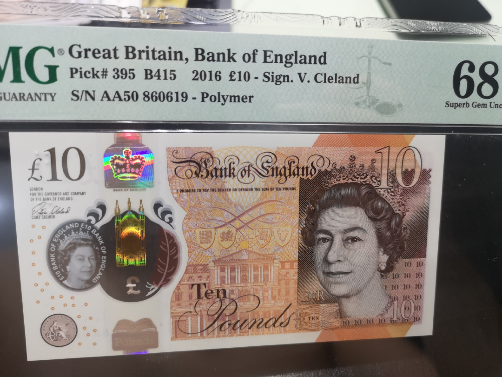 《外钞收藏家》第一百二十八期拍卖 2016英国 10镑 AA冠 PMG68 超高分