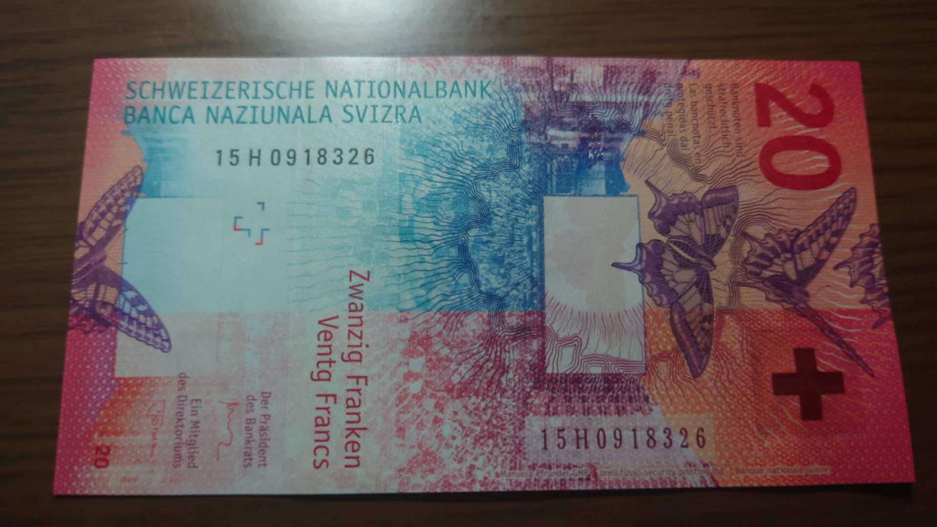 【囧羊收藏】精选微拍第37期暨2021年第28期 各国纸币精选 2015年瑞士20法郎 手版 全新UNC无47尾号326