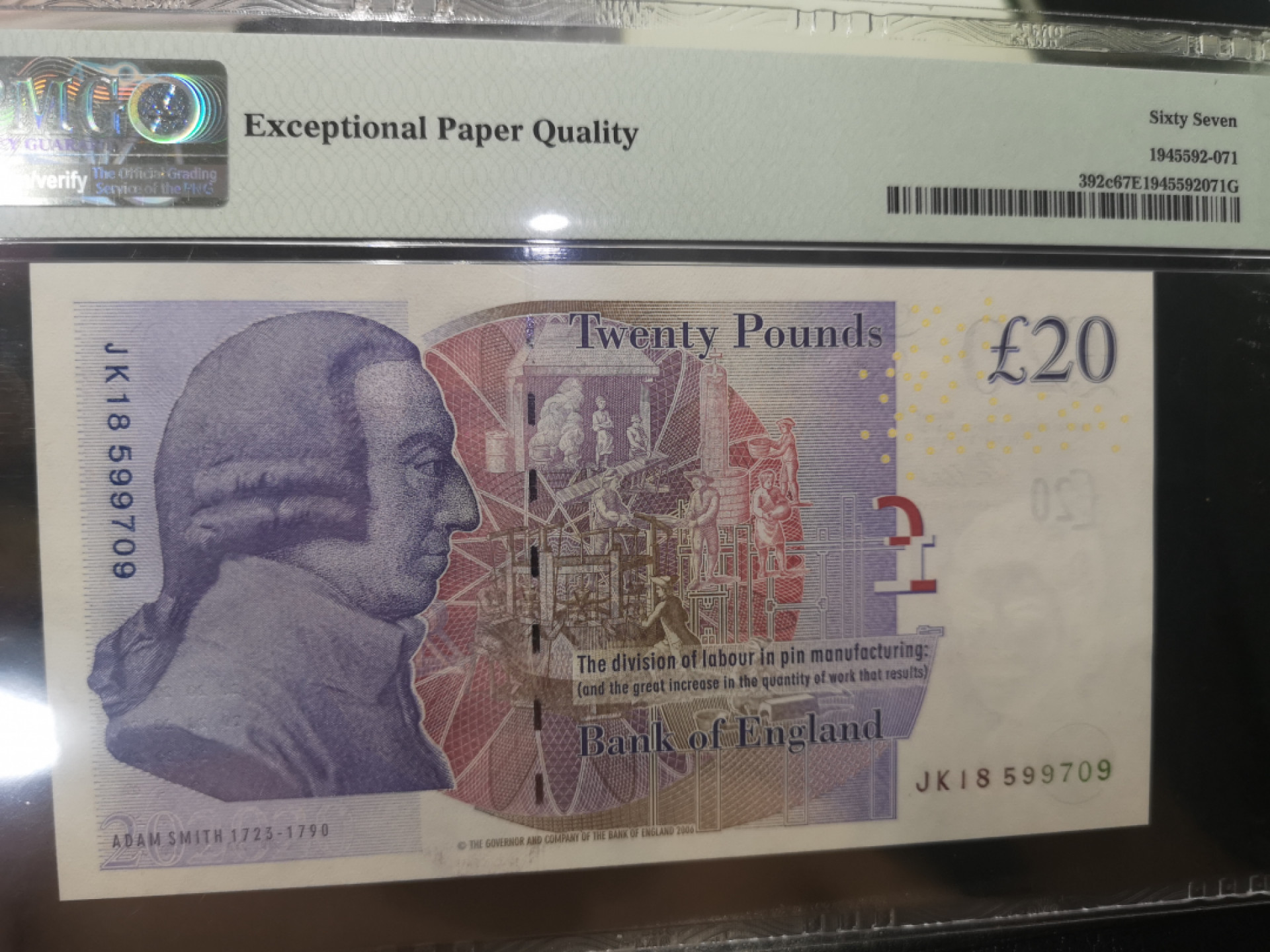 《外钞收藏家》第一百二十八期拍卖 2015英国 F序列 20镑  PMG67