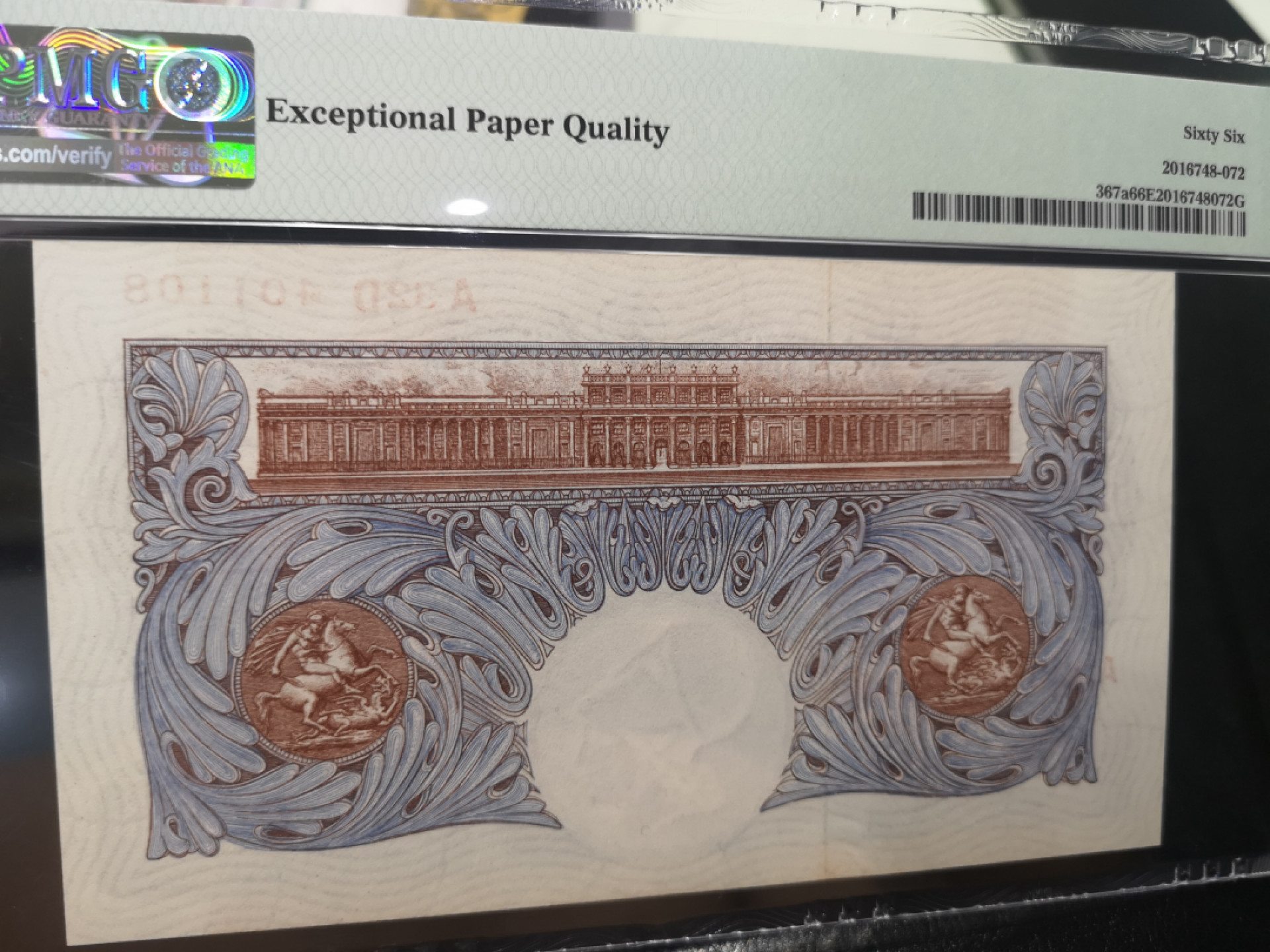 《外钞收藏家》第一百二十八期拍卖 1940-48年 A序列1镑 PMG66 尾8