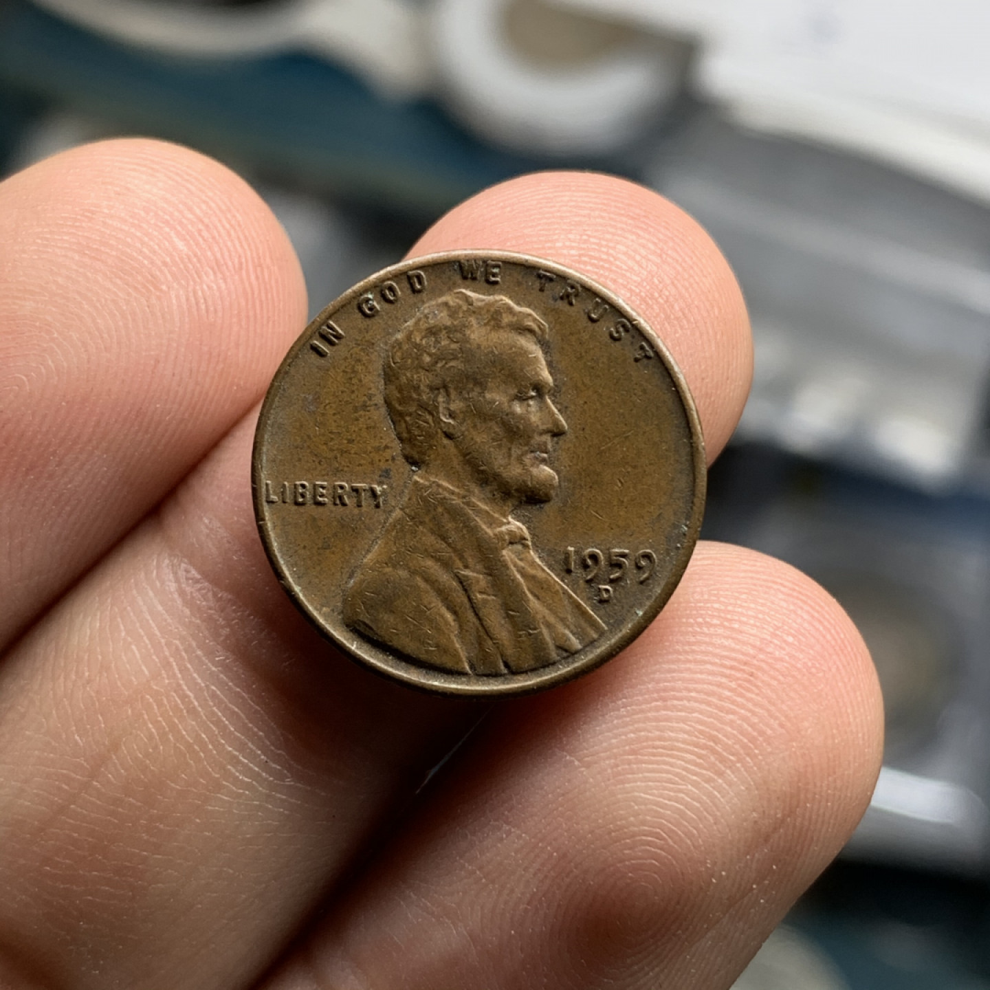 《竞宝斋》钱币微拍-第5场（0佣金包邮） 8枚合集：1953年半克朗，1961年法国1法郎，1925年乔六法新，1959年1美分，1979意大利50里拉，1989香港1毫，1977登基25周年克朗，2020鼠年10元