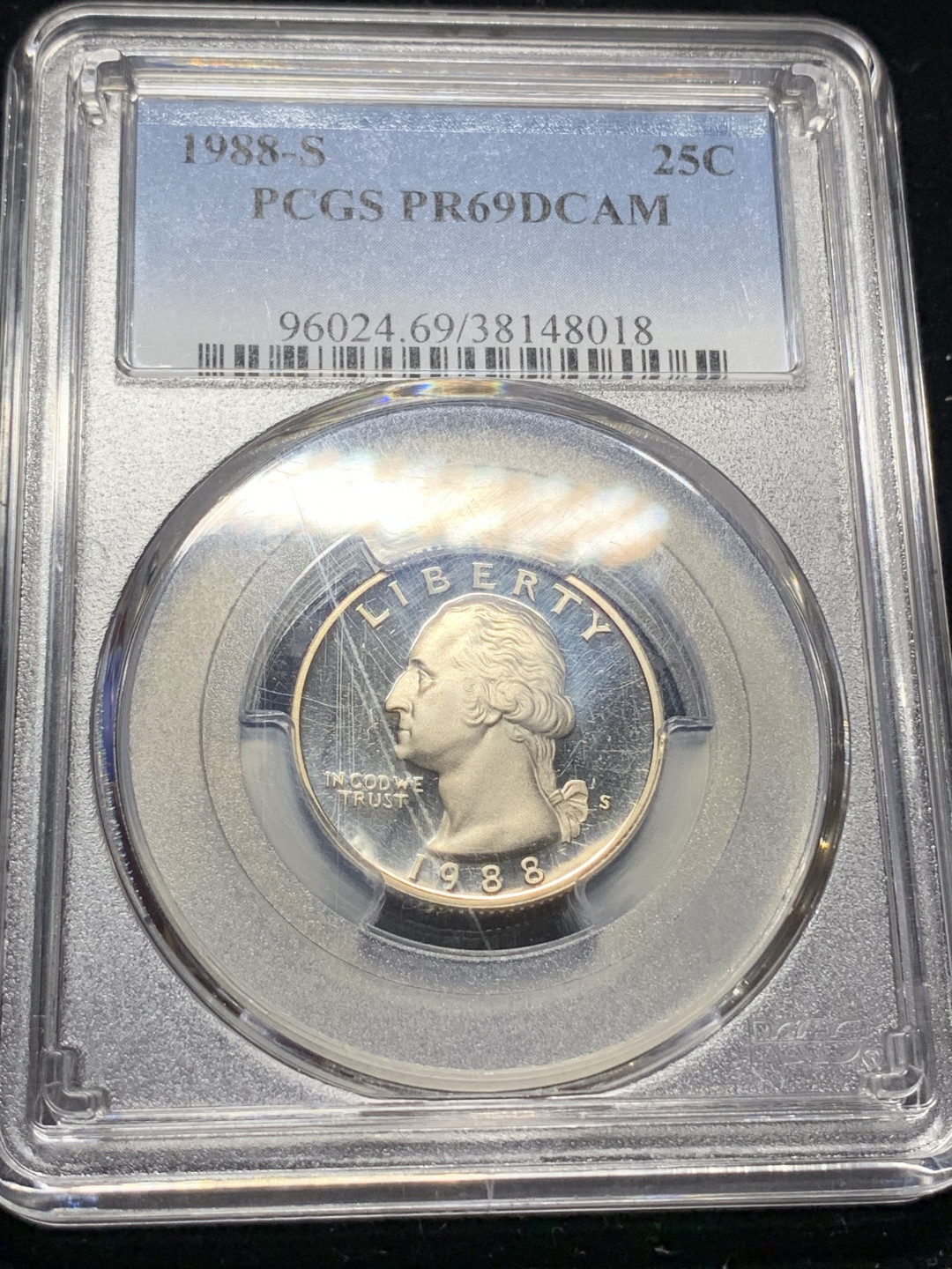 《竞宝斋》钱币微拍-第5场（0佣金包邮） PCGS-PR69 美国1988年25分精制币