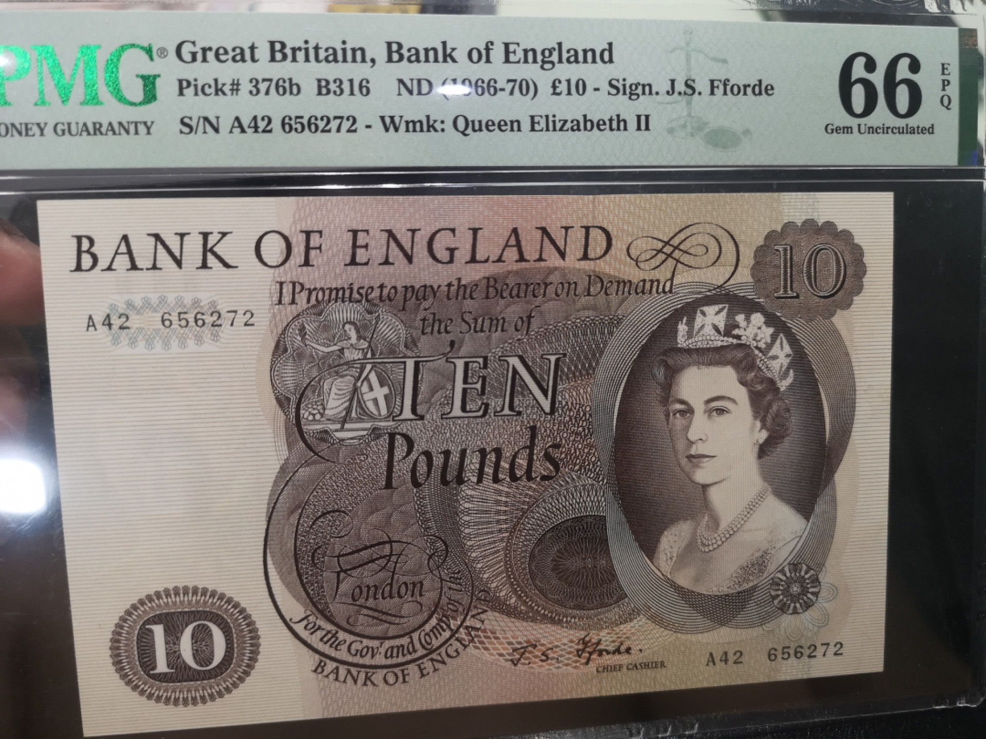《外钞收藏家》第一百二十八期拍卖 1966-70年 C序列10镑 PMG66