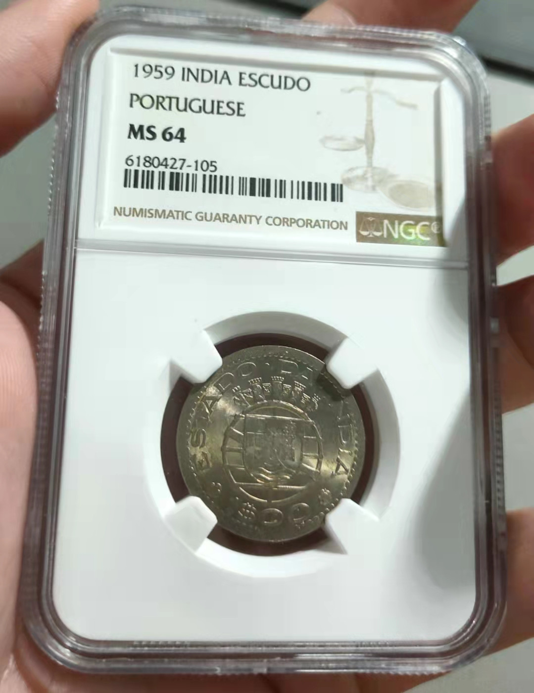 萌新换藏拍卖一 ngc ms64 葡属印度1959年1e镍币