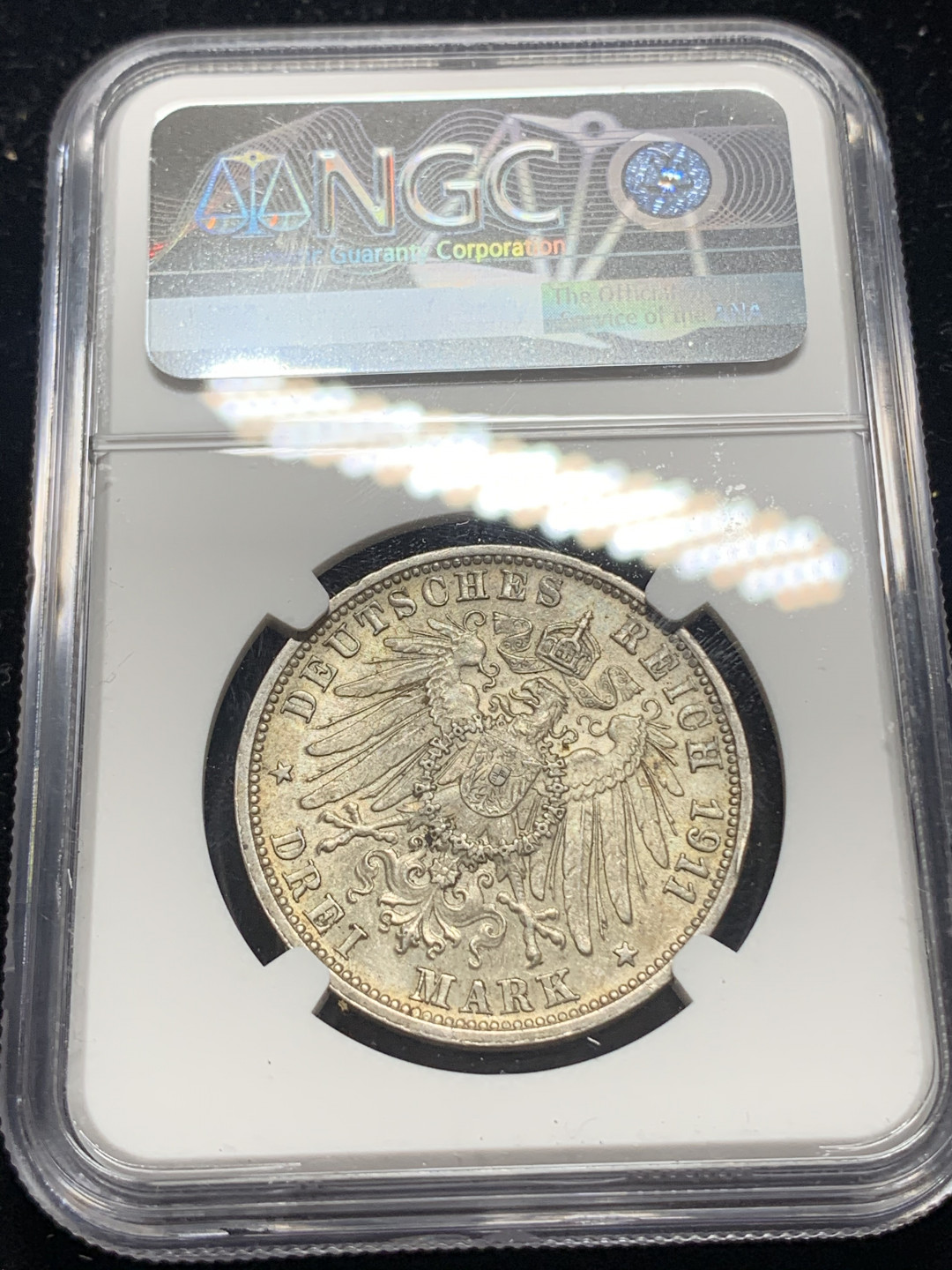 《竞宝斋》钱币微拍-第5场（0佣金包邮） NGC-MS64 德国符腾堡  1911年  银婚 3马克银币