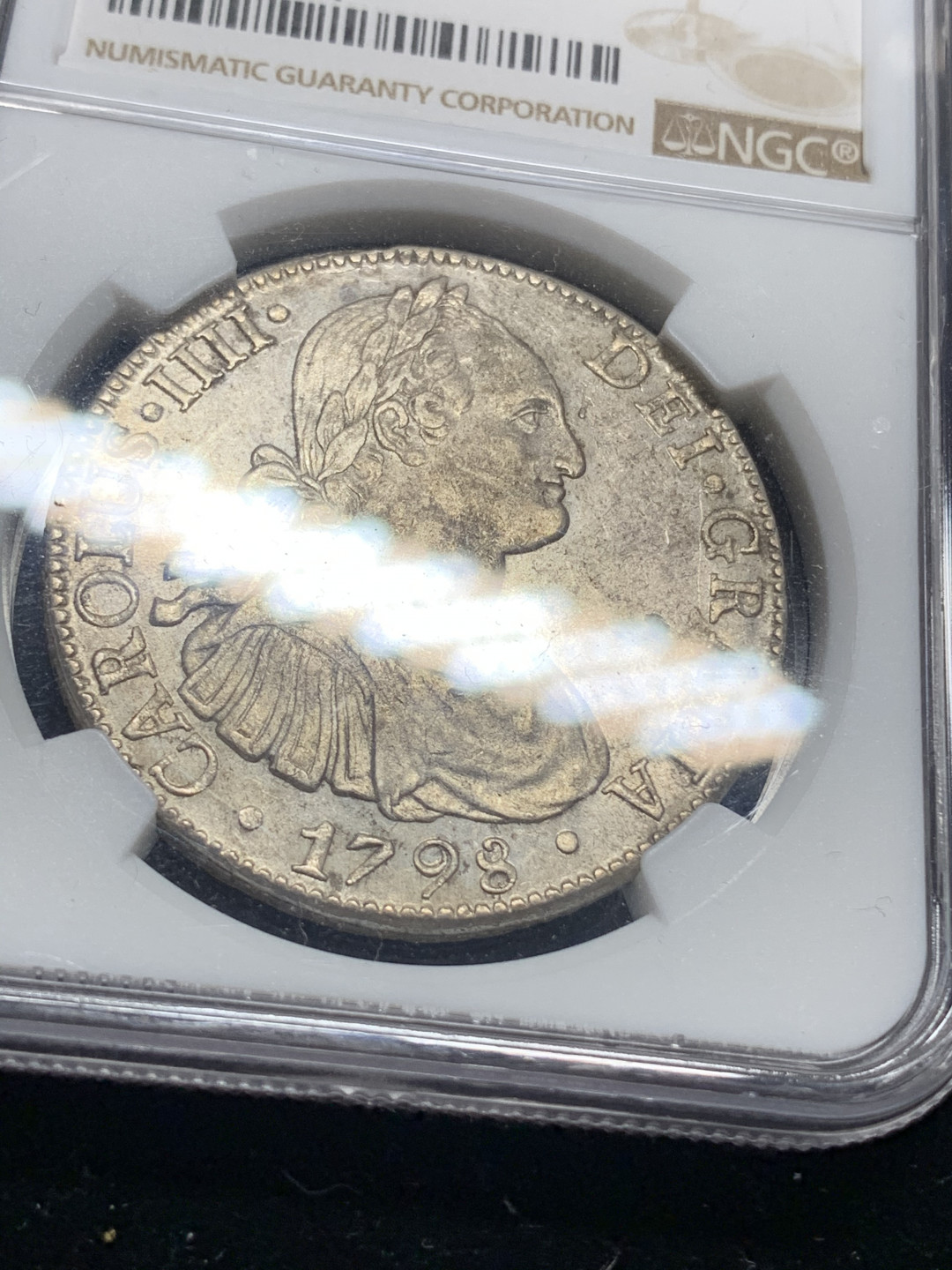 《竞宝斋》钱币微拍-第5场（0佣金包邮） NGC au53  墨西哥 卡洛斯四世  1798 mo 8R大银币