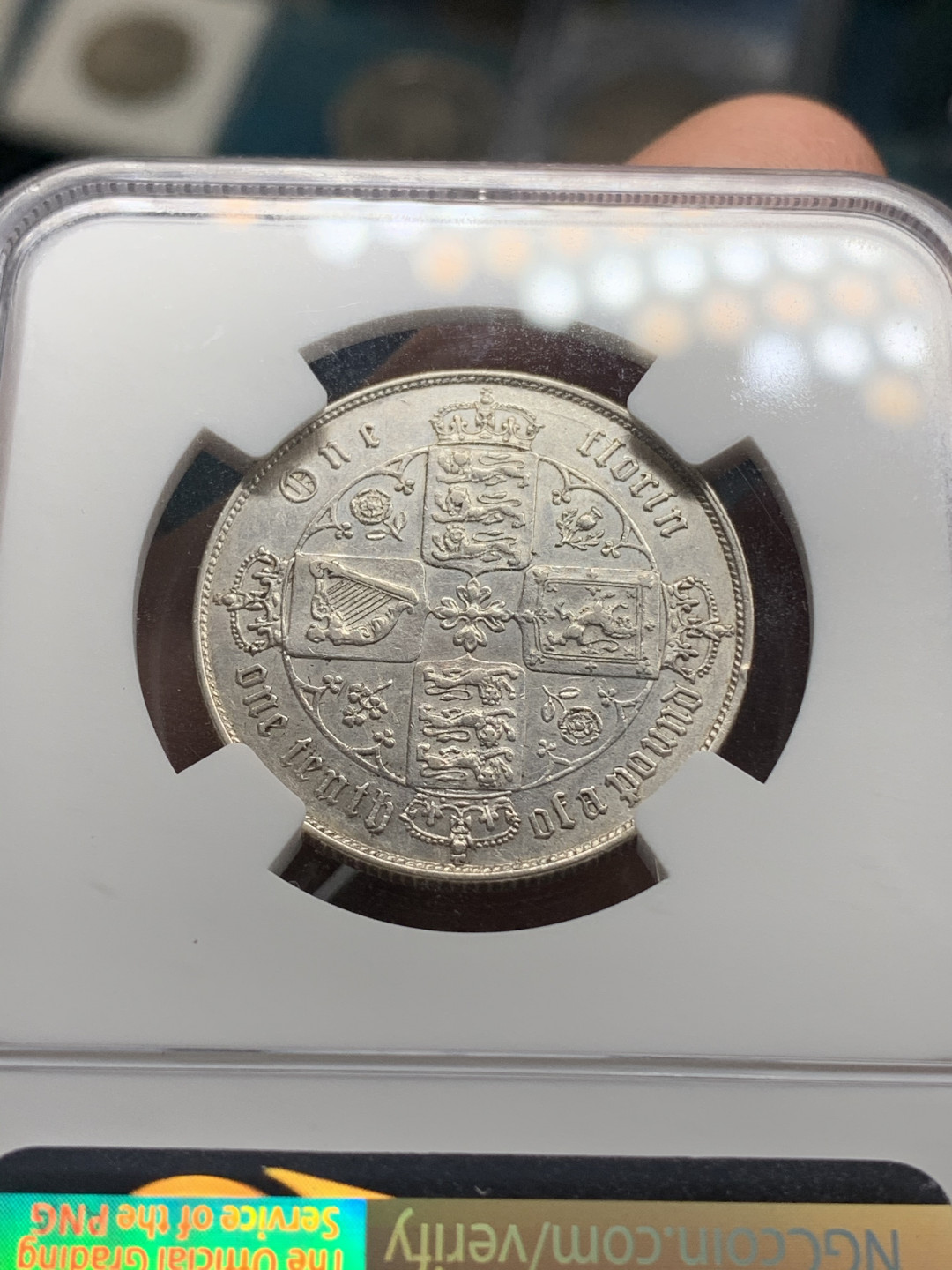 《竞宝斋》钱币微拍-第5场（0佣金包邮） NGC 细节评级 英国 1868年 哥特体弗洛林银币 磨损较少，非常见年份