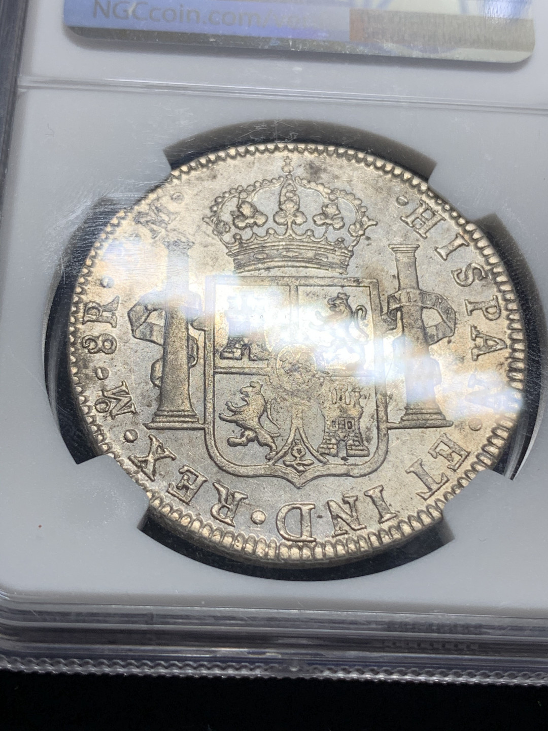 《竞宝斋》钱币微拍-第5场（0佣金包邮） NGC au53  墨西哥 卡洛斯四世  1798 mo 8R大银币