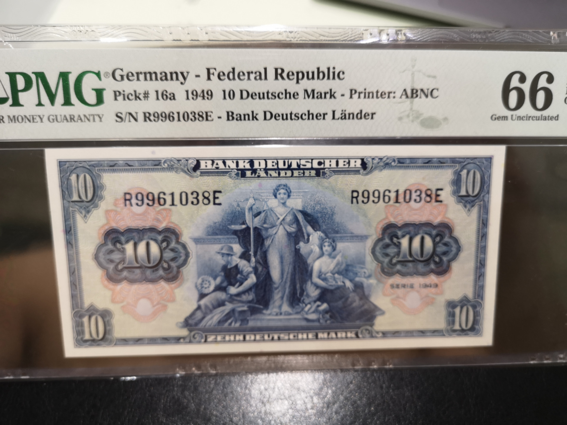 《外钞收藏家》第一百二十八期拍卖 1949年联邦德国10马克 PMG66