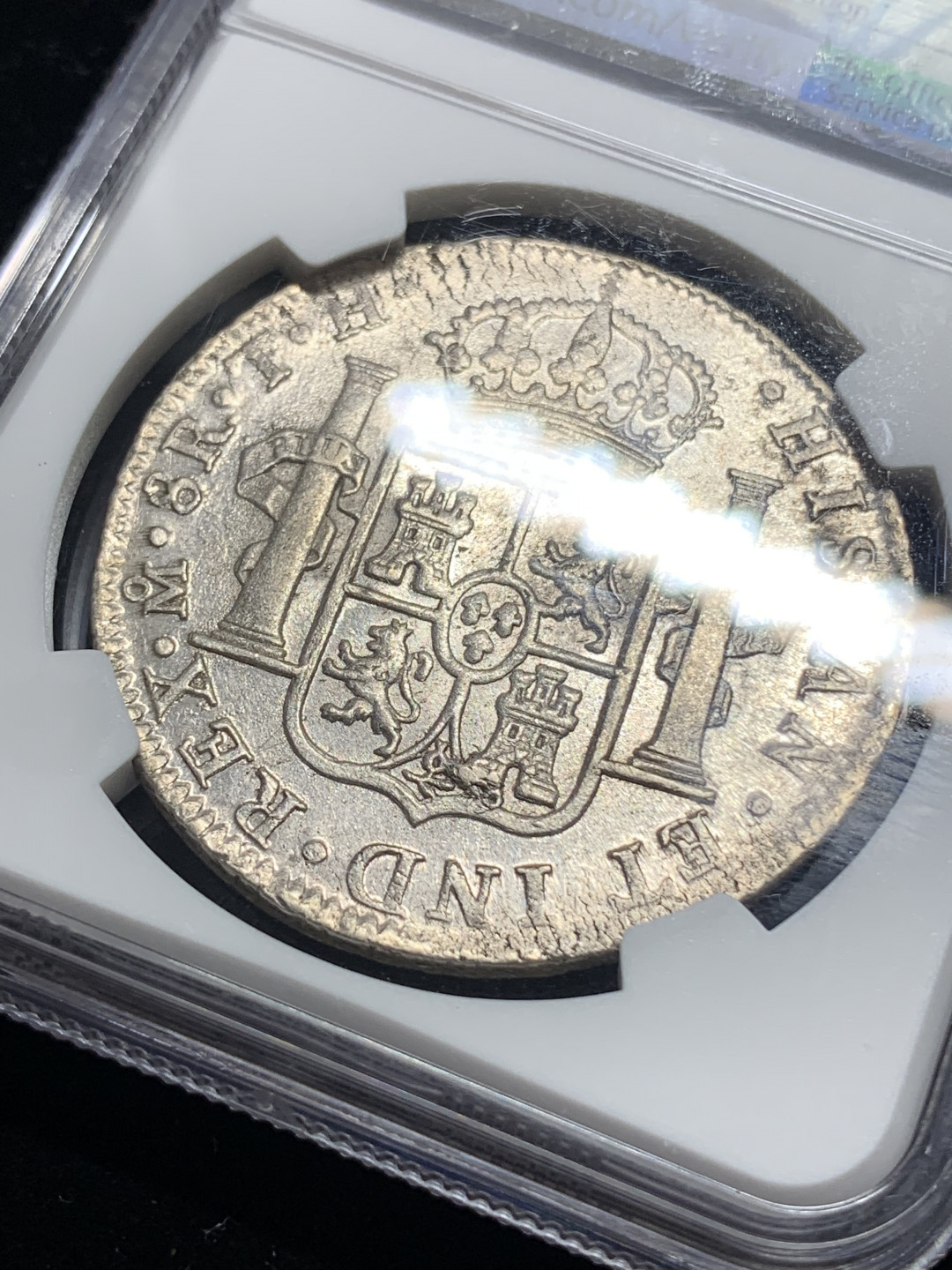 《竞宝斋》钱币微拍-第5场（0佣金包邮） NGC au53 原味好品  墨西哥 卡洛斯四世  1806 mo   8R大银币