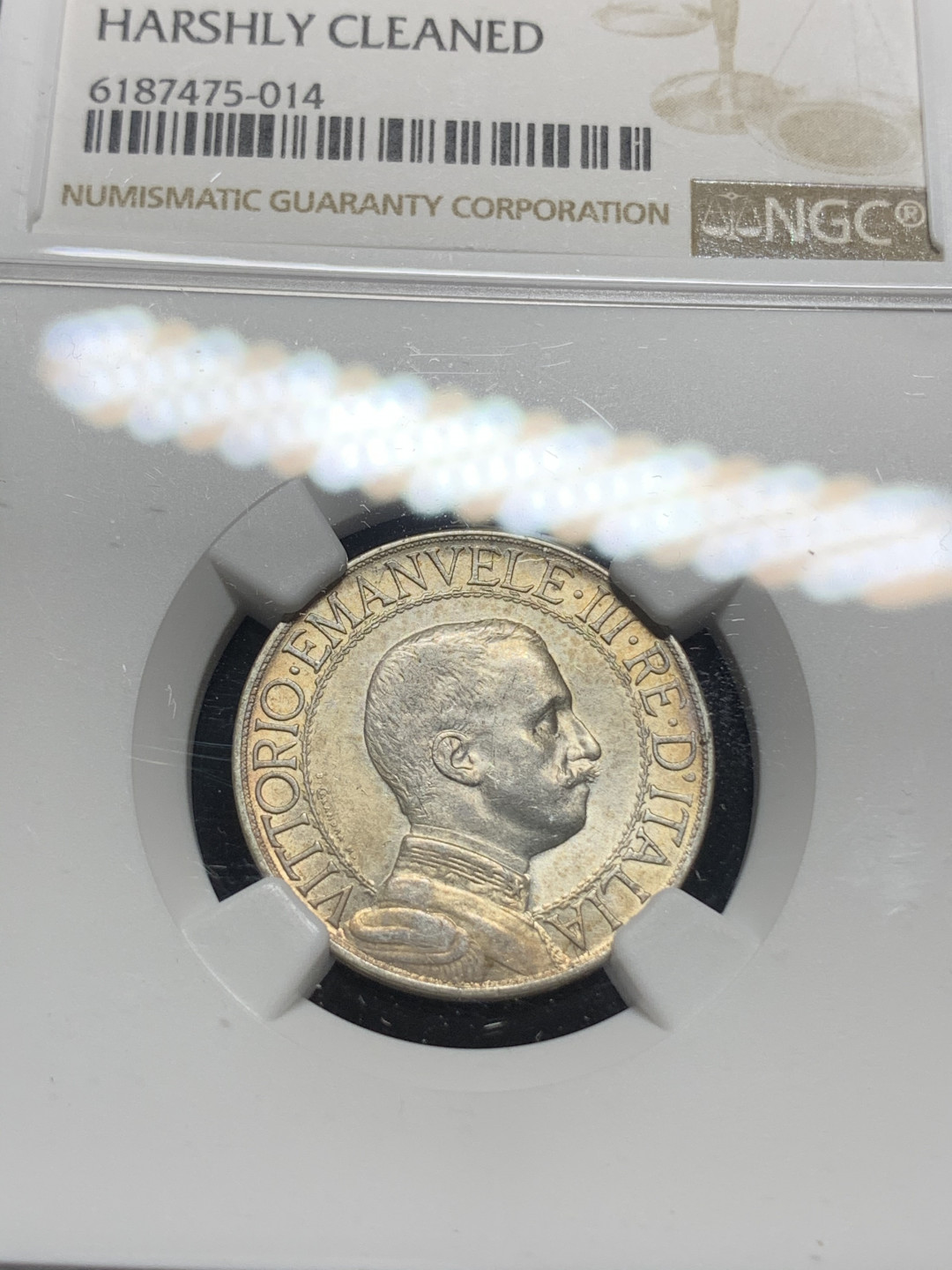 《竞宝斋》钱币微拍-第5场（0佣金包邮） 意大利 1913年R 圈版马车 1里拉 银币