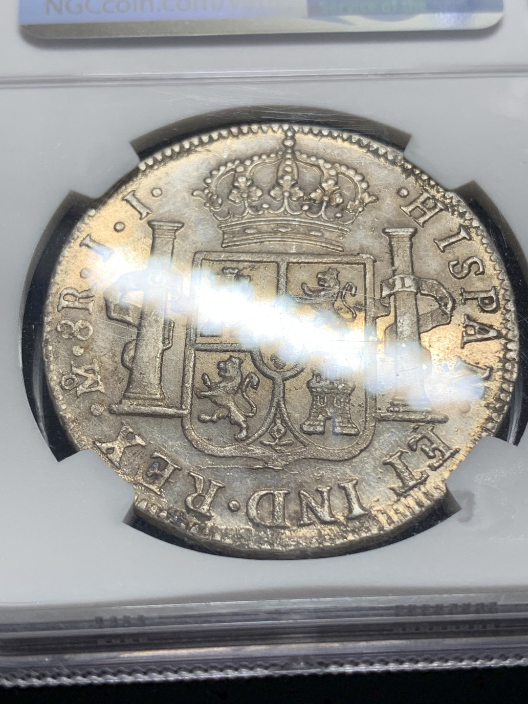 《竞宝斋》钱币微拍-第5场（0佣金包邮） 墨西哥 费迪南七世  1819 mo  au  8R 大银币  光度很好