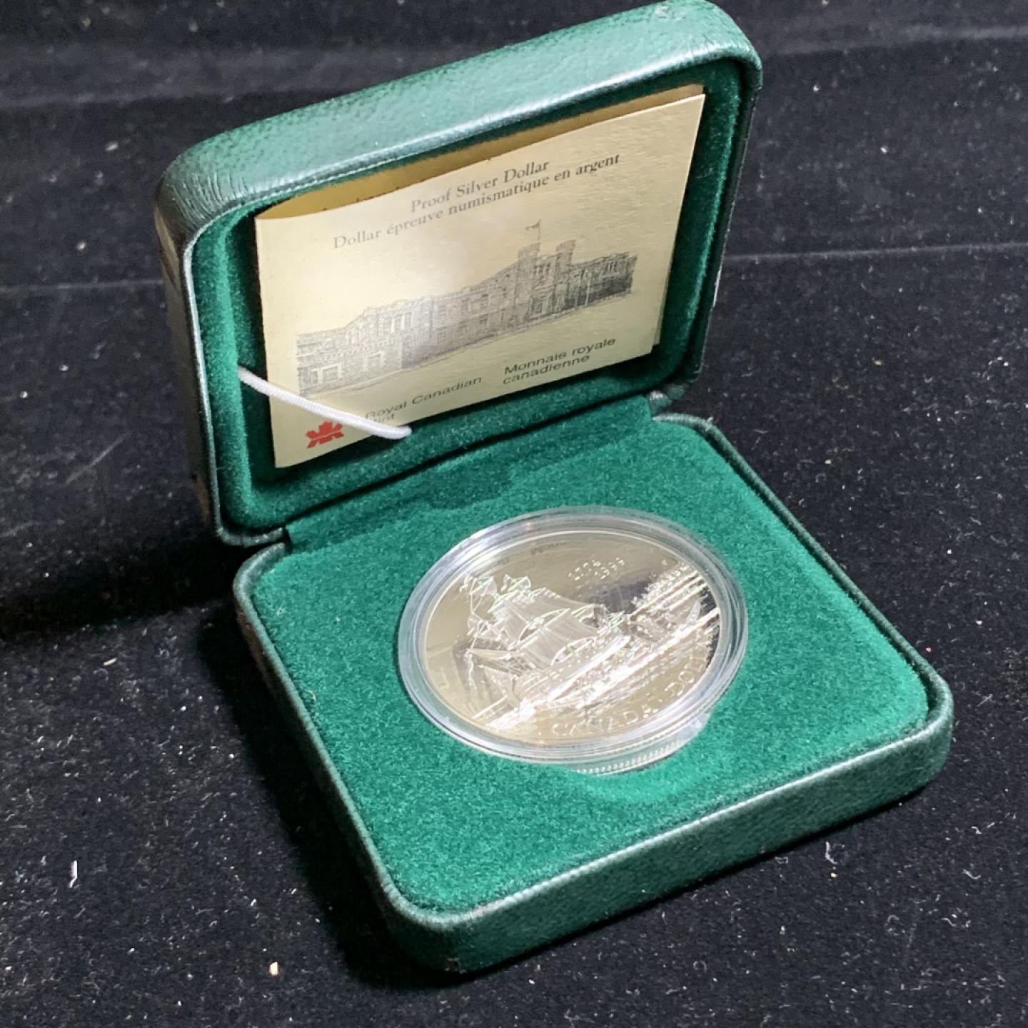 《竞宝斋》钱币微拍-第5场（0佣金包邮） 925银，原盒证书加拿大1999年 夏洛特岛225周年纪念 1元 银币精铸币PROOF